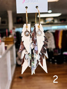 Jak Sprat Feral & Fabulous-Army Camo Collection: Charmed Fabulous Feather Dangles-Jewelry - Earrings-Dear Me Southern Boutique, located in DeRidder, Louisiana