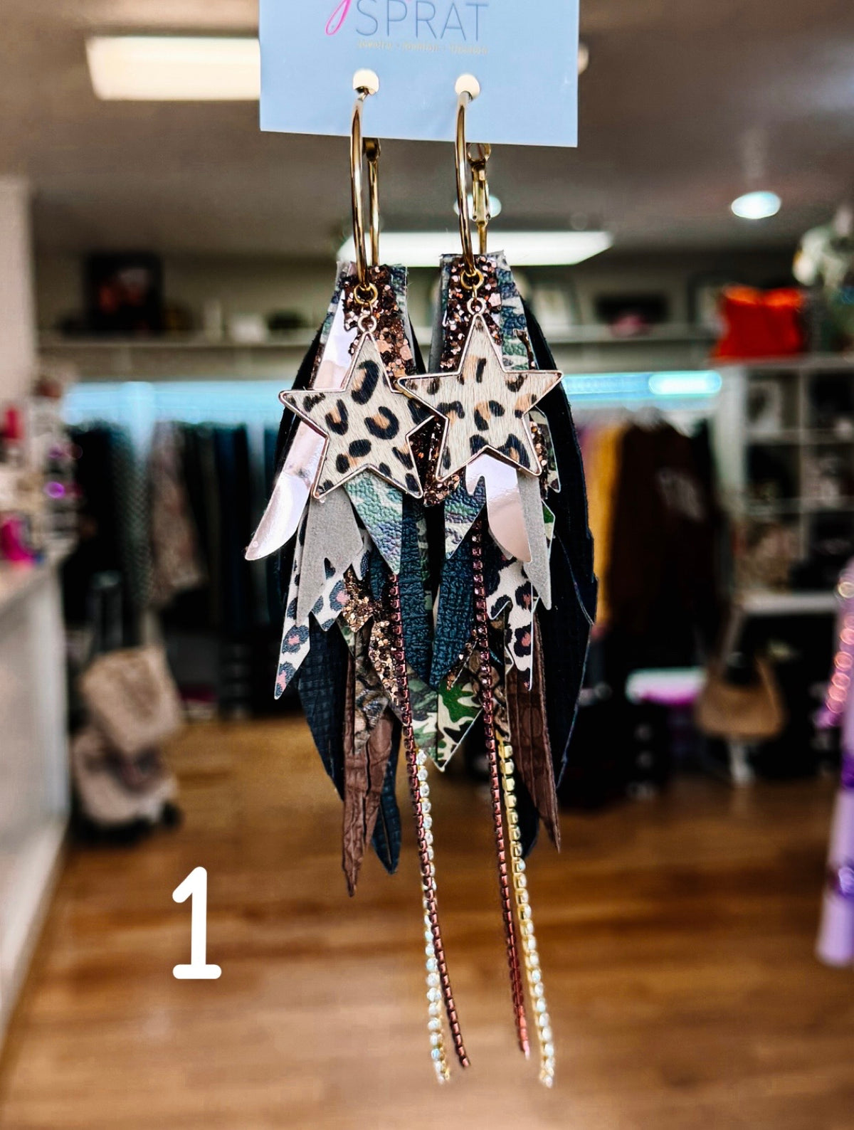 Jak Sprat Feral & Fabulous-Army Camo Collection: Medium Mic Drop Dangles-Jewelry - Earrings-Dear Me Southern Boutique, located in DeRidder, Louisiana