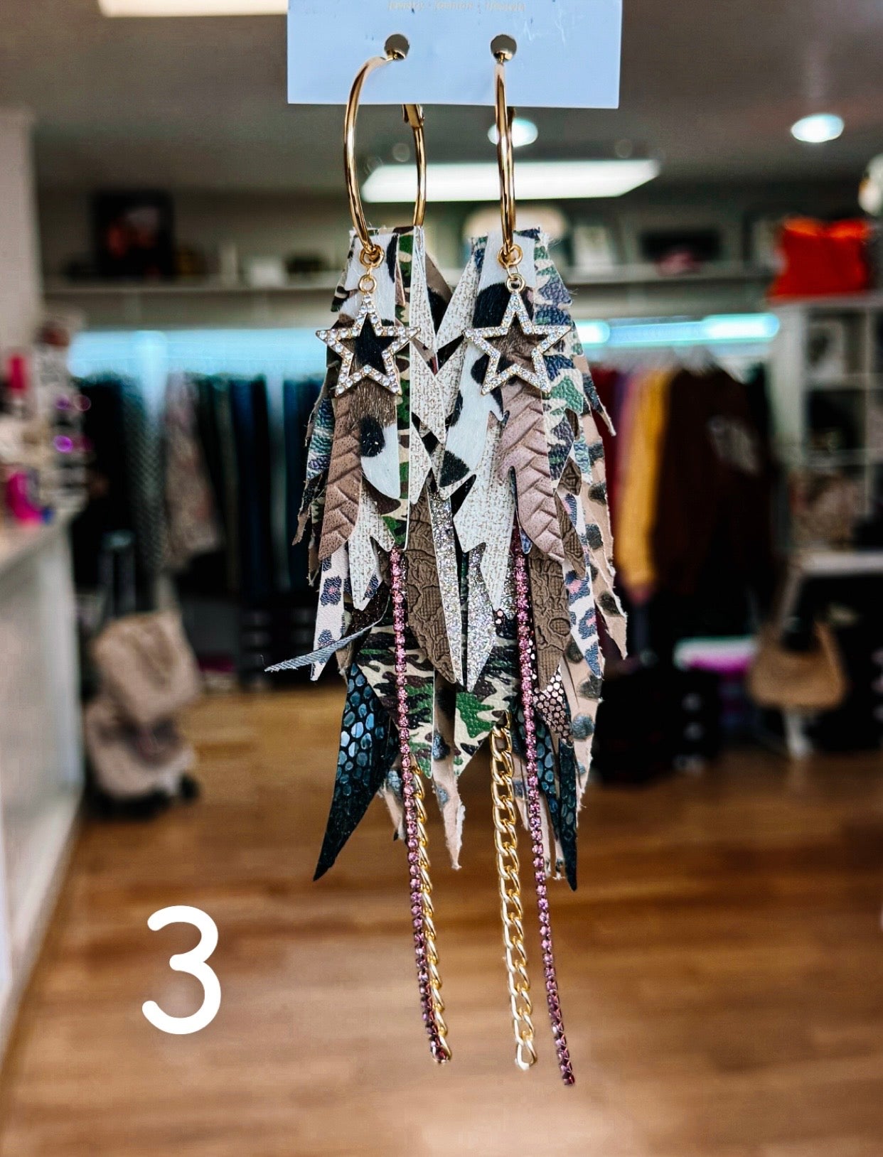 Jak Sprat Feral & Fabulous-Army Camo Collection: Medium Mic Drop Dangles-Jewelry - Earrings-Dear Me Southern Boutique, located in DeRidder, Louisiana