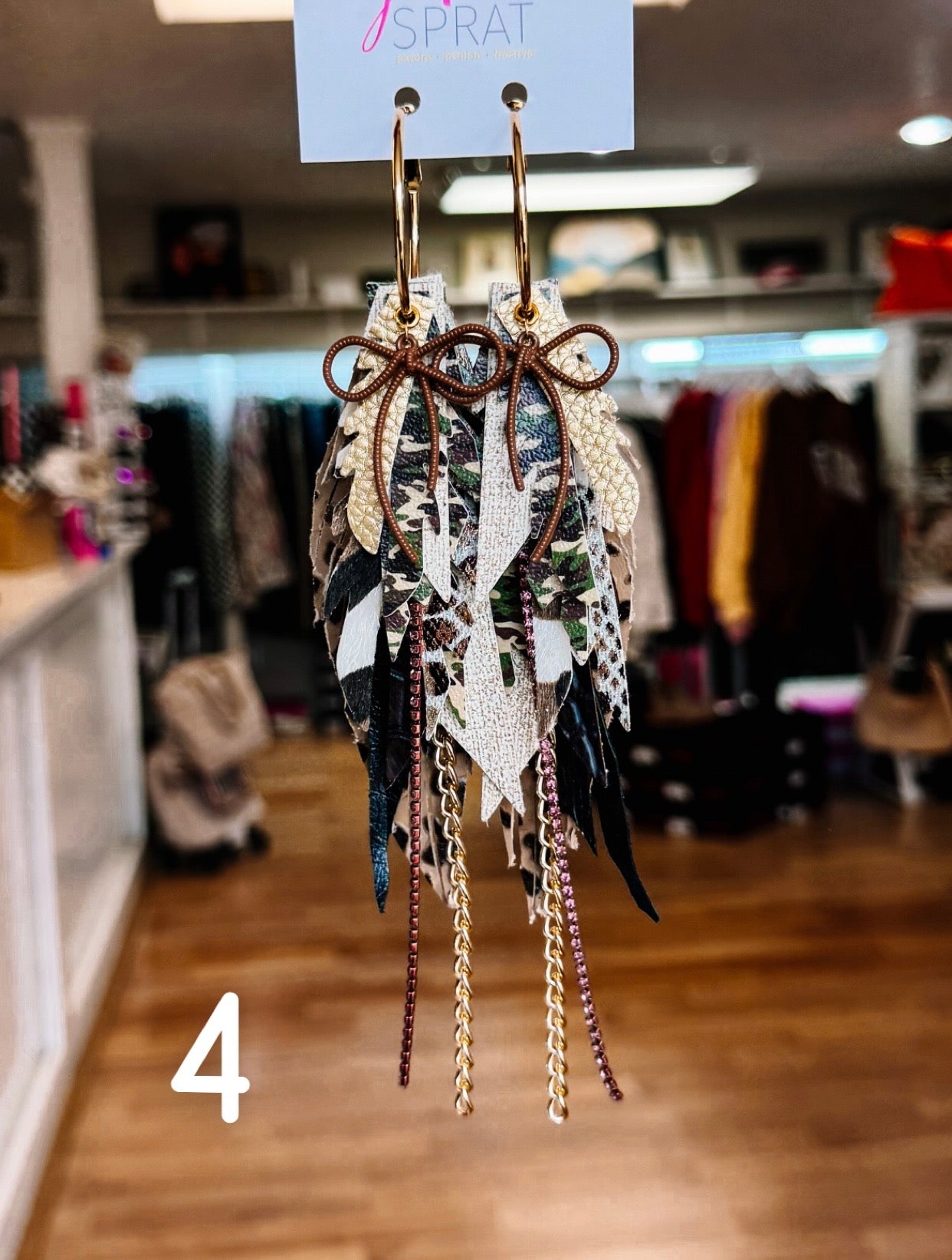 Jak Sprat Feral & Fabulous-Army Camo Collection: Medium Mic Drop Dangles-Jewelry - Earrings-Dear Me Southern Boutique, located in DeRidder, Louisiana