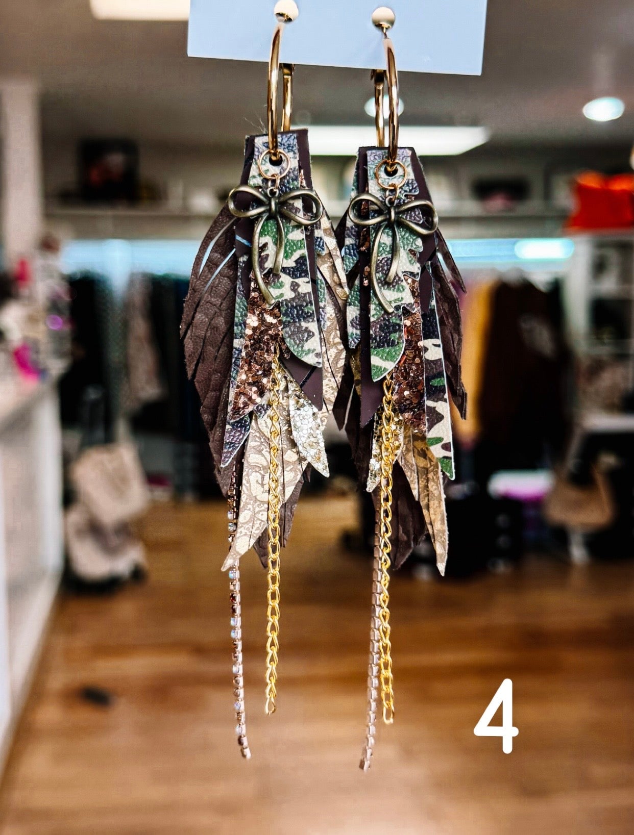 Jak Sprat Feral & Fabulous-Army Camo Collection: Mini Mic Drop Dangles-Jewelry - Earrings-Dear Me Southern Boutique, located in DeRidder, Louisiana