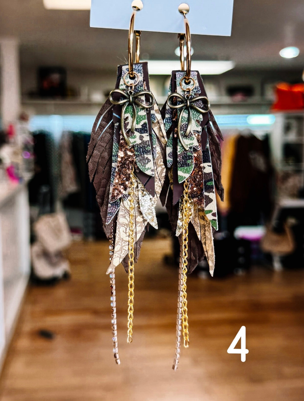 Jak Sprat Feral & Fabulous-Army Camo Collection: Mini Mic Drop Dangles-Jewelry - Earrings-Dear Me Southern Boutique, located in DeRidder, Louisiana