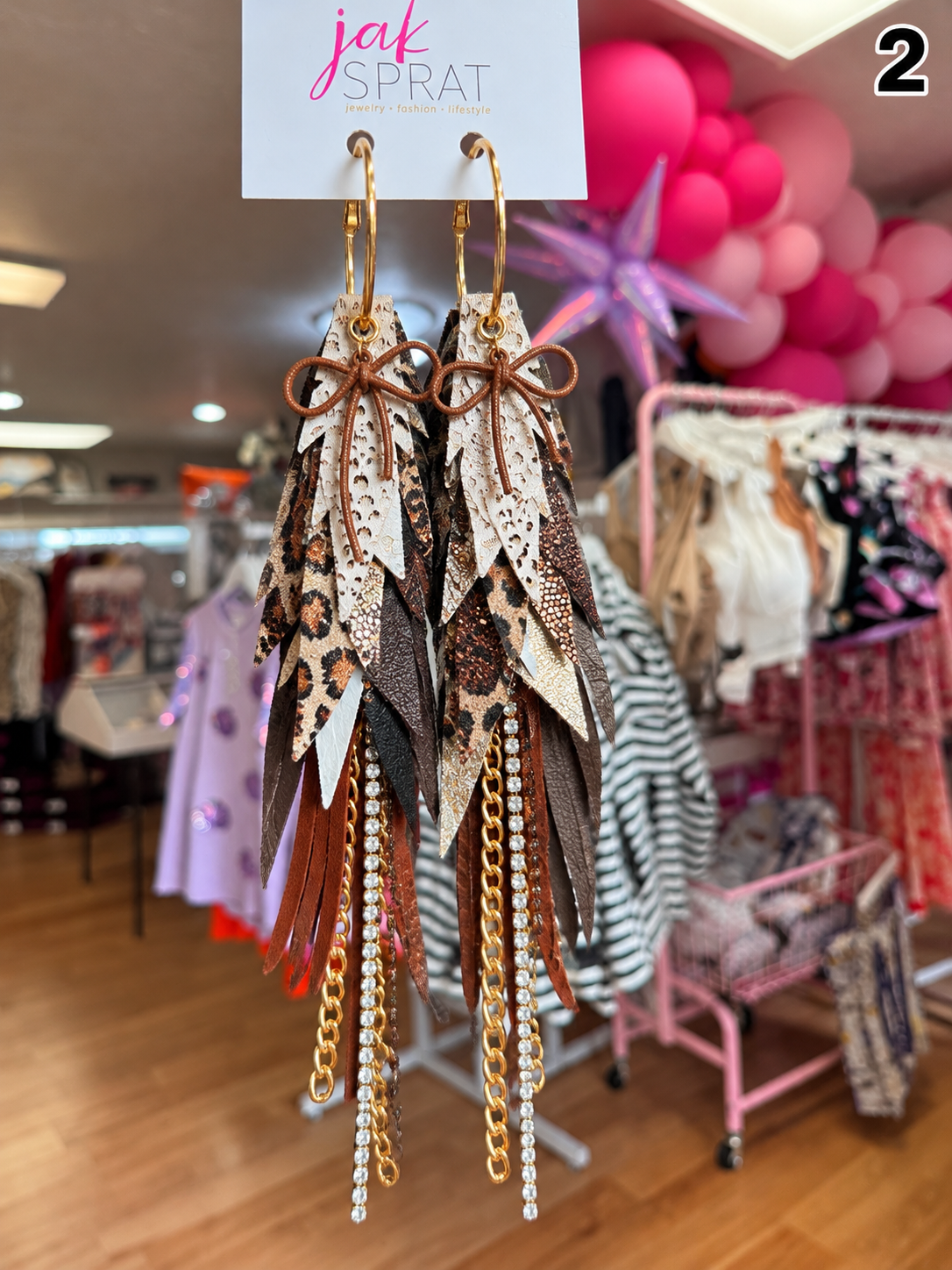 Jak Sprat Feral & Fabulous-Deer Camo Collection: Mega Mic Drop Dangles-Jewelry - Earrings-Dear Me Southern Boutique, located in DeRidder, Louisiana
