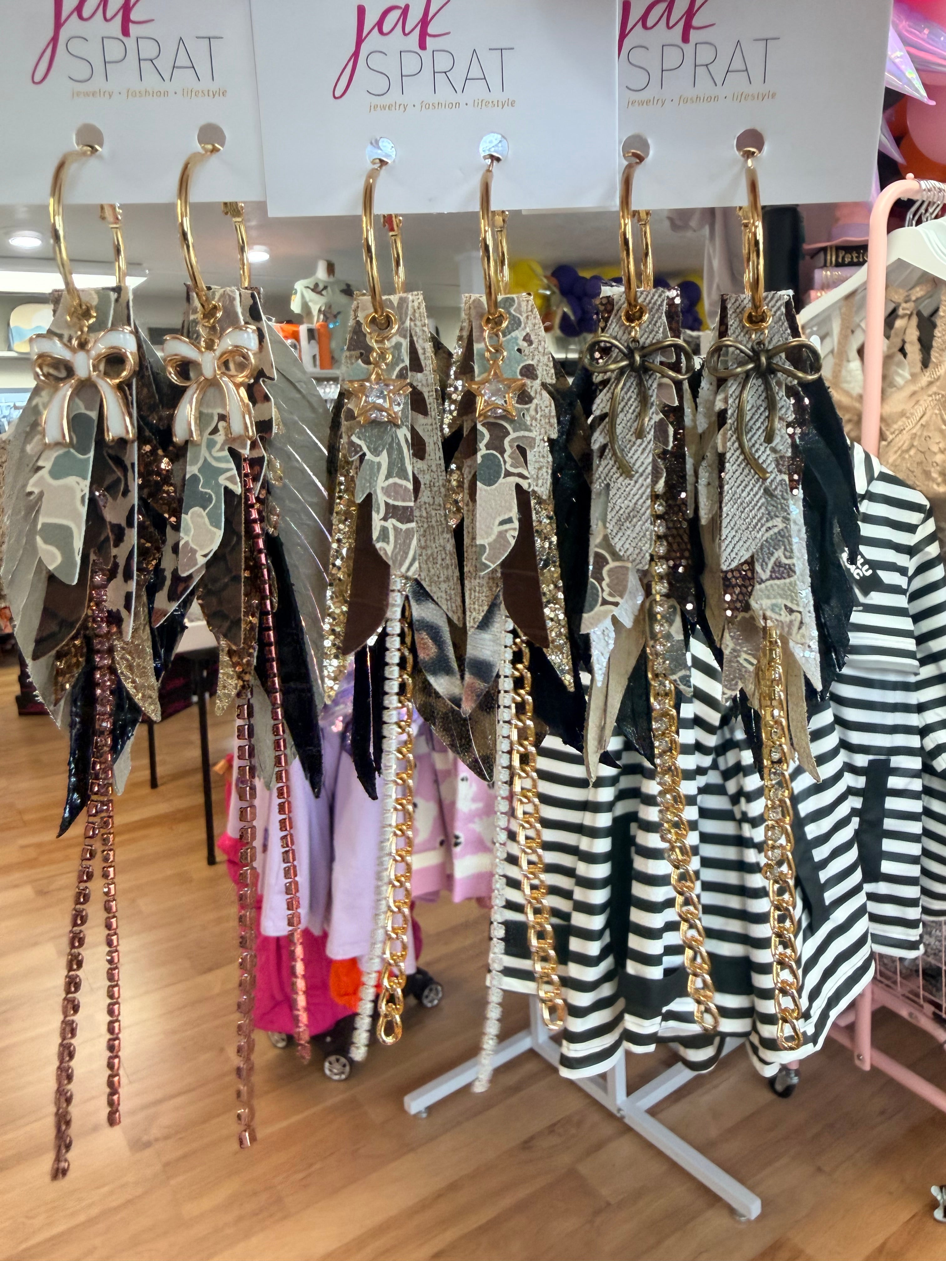 Jak Sprat Feral & Fabulous-Duck Camo Collection: Mini Mic Drop Dangles-Jewelry - Earrings-Dear Me Southern Boutique, located in DeRidder, Louisiana