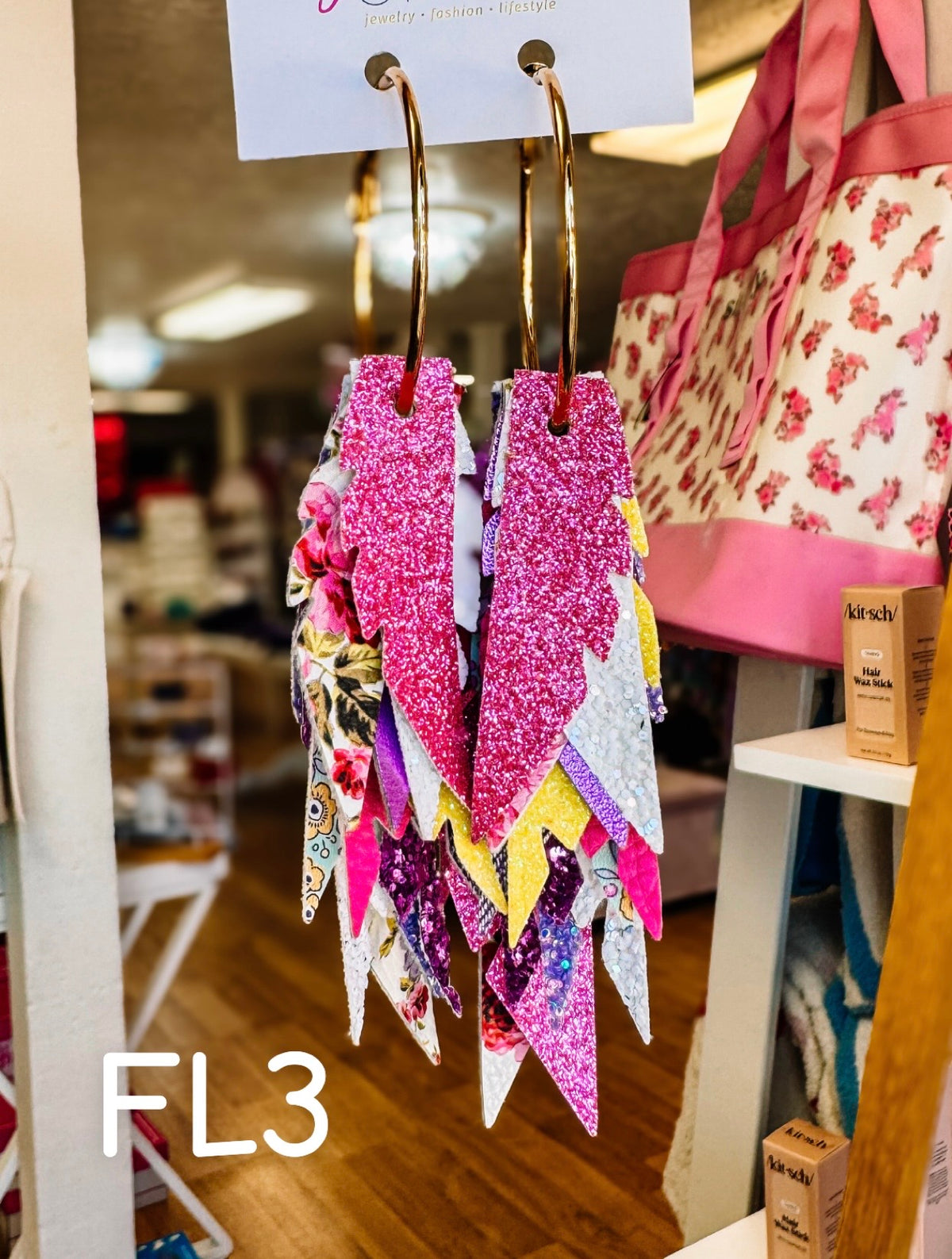 Jak Sprat Florals Collection: Fabulous Feather Dangles-Jewelry - Earrings-Dear Me Southern Boutique, located in DeRidder, Louisiana