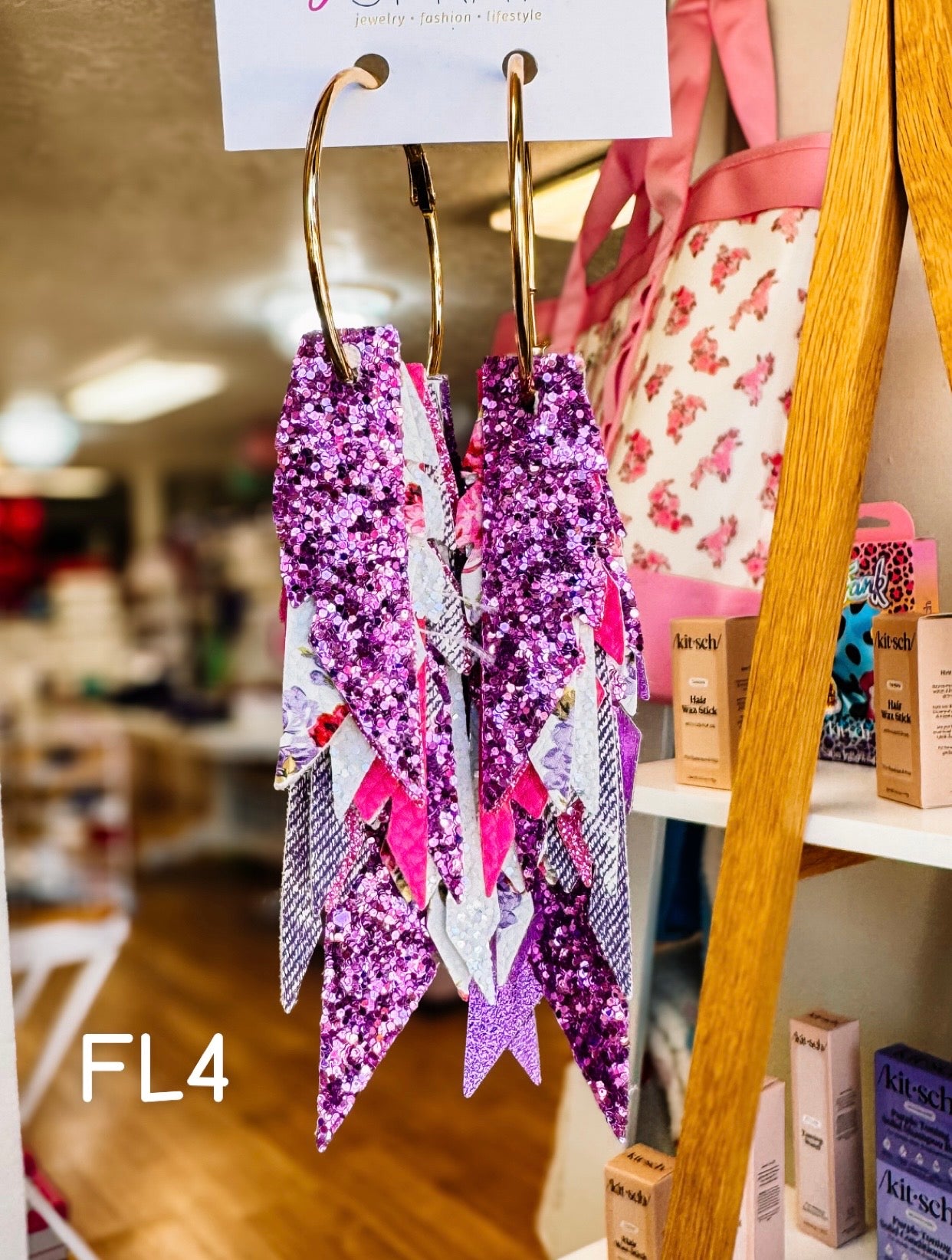 Jak Sprat Florals Collection: Fabulous Feather Dangles-Jewelry - Earrings-Dear Me Southern Boutique, located in DeRidder, Louisiana