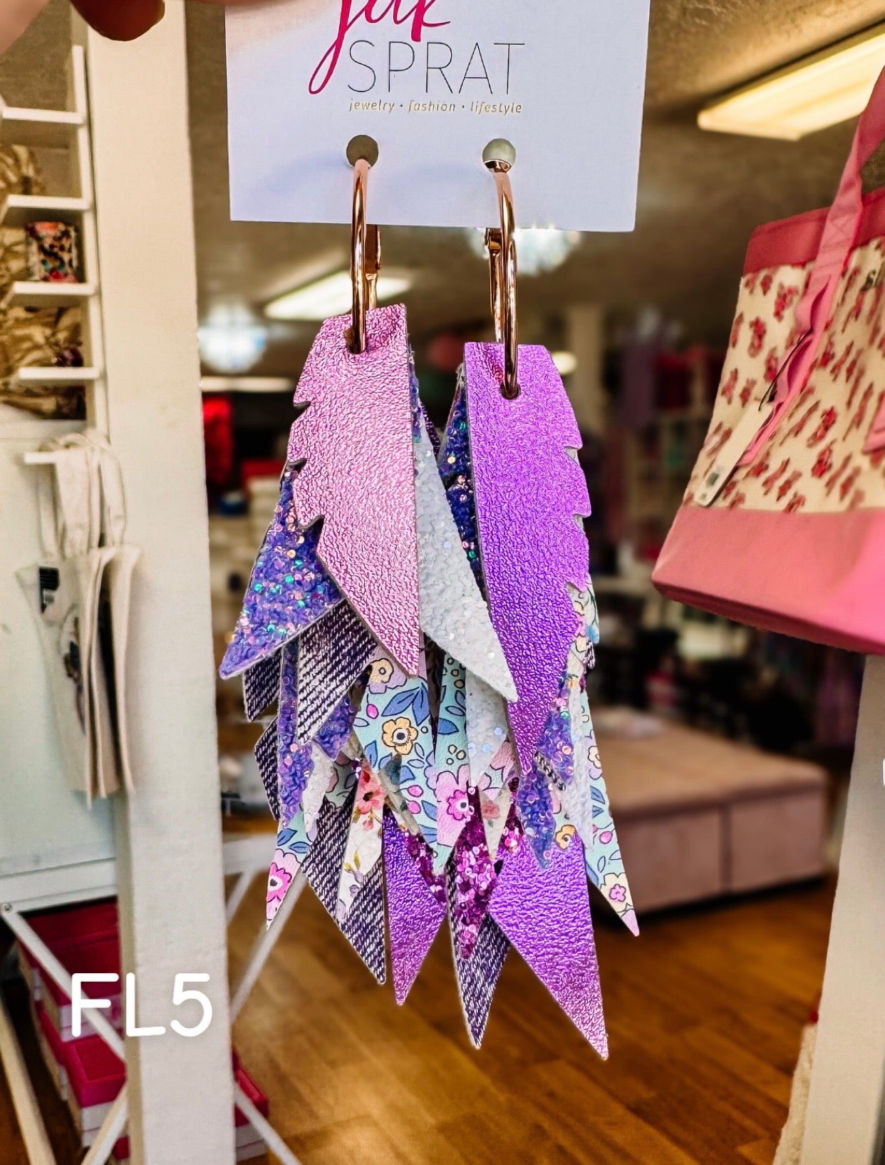 Jak Sprat Florals Collection: Fabulous Feather Dangles-Jewelry - Earrings-Dear Me Southern Boutique, located in DeRidder, Louisiana