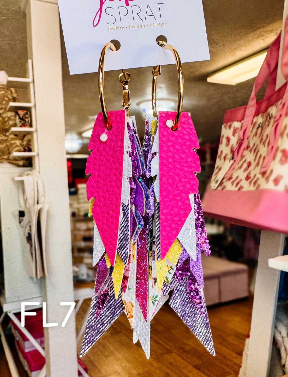 Jak Sprat Florals Collection: Fabulous Feather Dangles-Jewelry - Earrings-Dear Me Southern Boutique, located in DeRidder, Louisiana