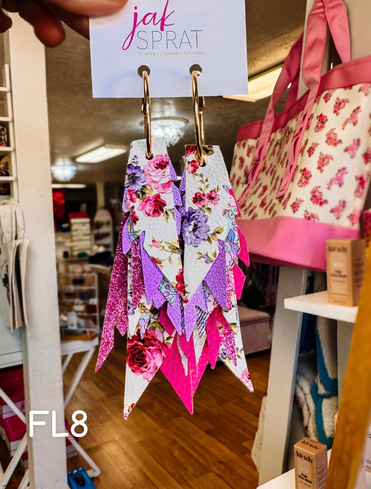 Jak Sprat Florals Collection: Fabulous Feather Dangles-Jewelry - Earrings-Dear Me Southern Boutique, located in DeRidder, Louisiana
