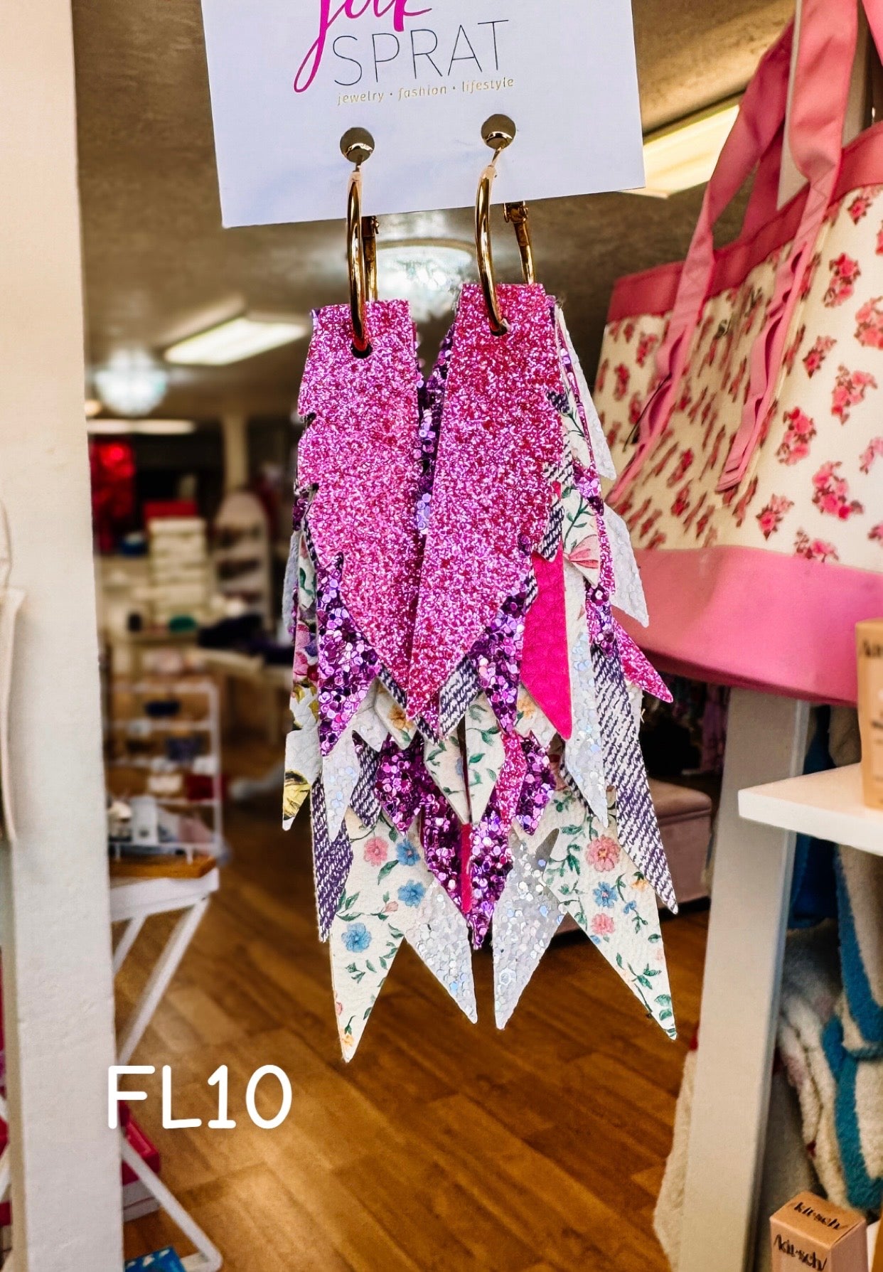 Jak Sprat Florals Collection: Fabulous Feather Dangles-Jewelry - Earrings-Dear Me Southern Boutique, located in DeRidder, Louisiana