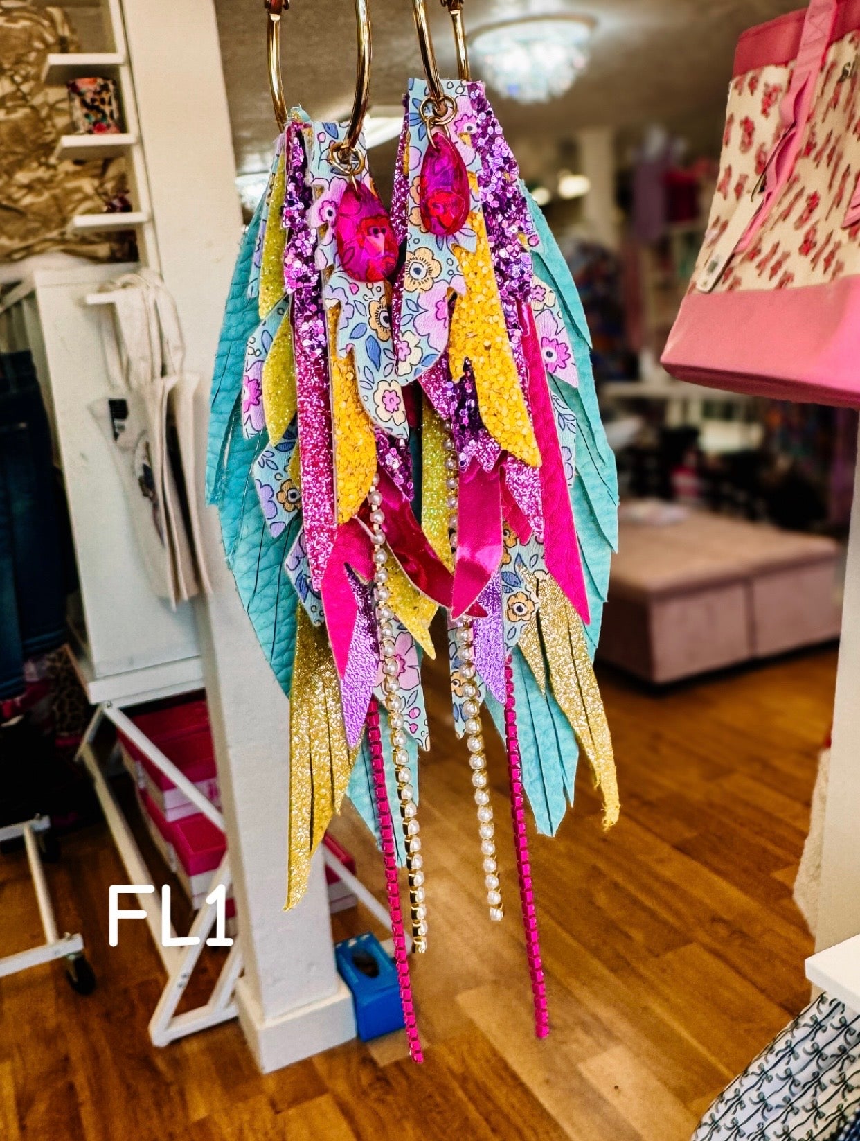 Jak Sprat Florals Collection: Medium Mic Drop Dangles-Earrings-Dear Me Southern Boutique, located in DeRidder, Louisiana