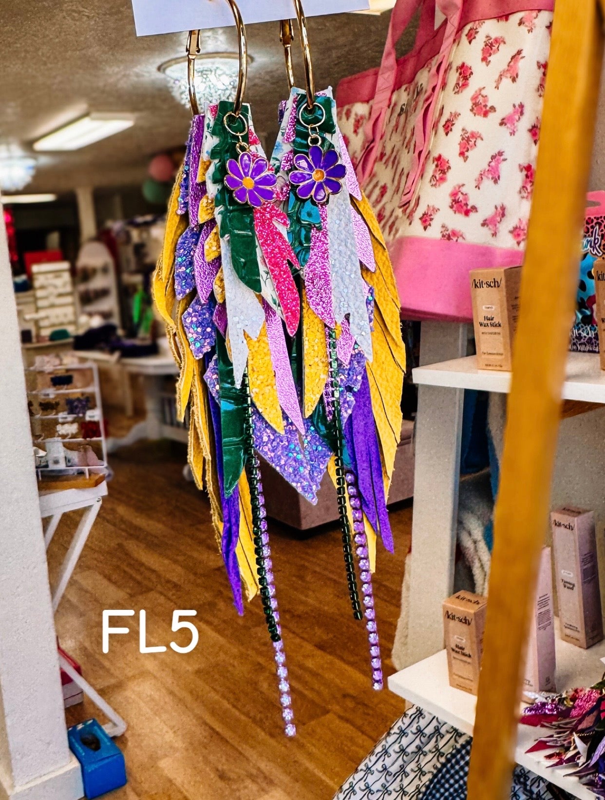 Jak Sprat Florals Collection: Medium Mic Drop Dangles-Jewelry - Earrings-Dear Me Southern Boutique, located in DeRidder, Louisiana