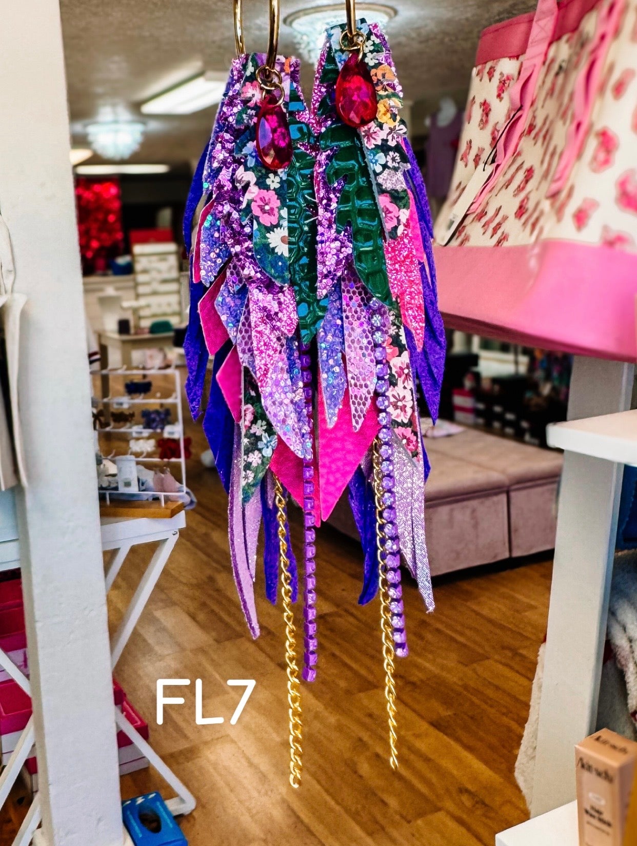 Jak Sprat Florals Collection: Medium Mic Drop Dangles-Jewelry - Earrings-Dear Me Southern Boutique, located in DeRidder, Louisiana