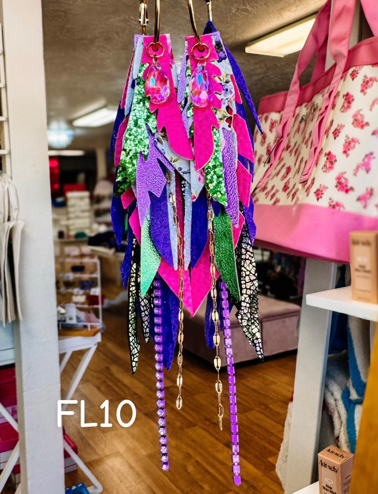 Jak Sprat Florals Collection: Medium Mic Drop Dangles-Jewelry - Earrings-Dear Me Southern Boutique, located in DeRidder, Louisiana