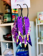 Jak Sprat Mardi Gras Collection: Fabulous Feather Dangles-Jewelry - Earrings-Dear Me Southern Boutique, located in DeRidder, Louisiana