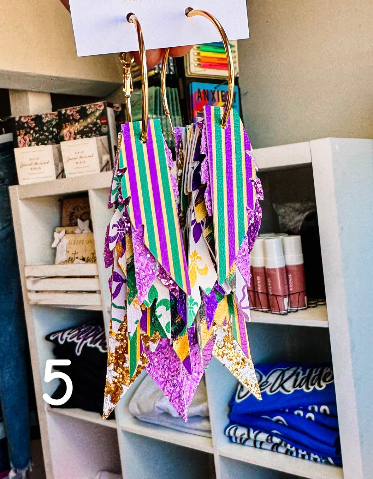 Jak Sprat Mardi Gras Collection: Fabulous Feather Dangles-Jewelry - Earrings-Dear Me Southern Boutique, located in DeRidder, Louisiana