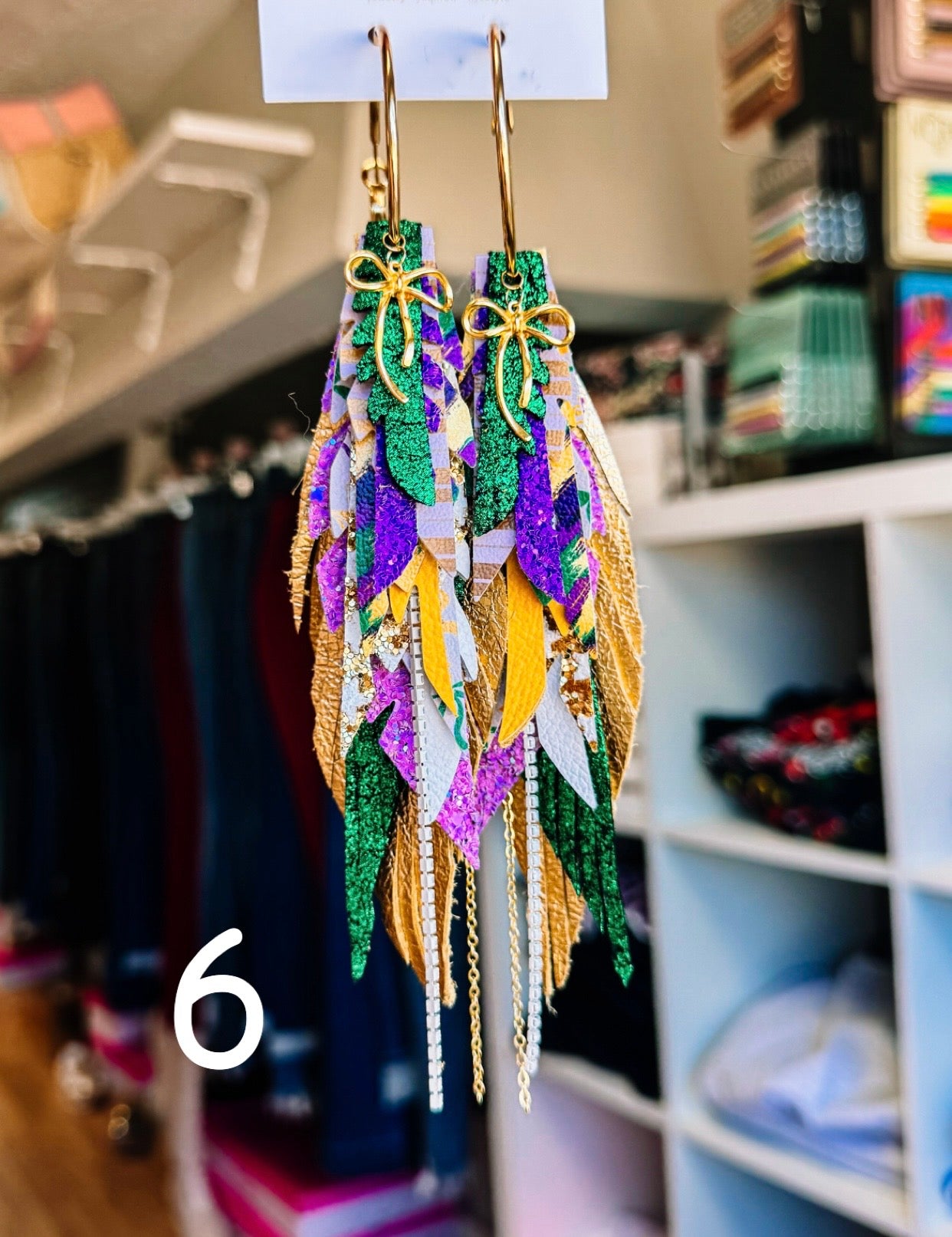 Jak Sprat Mardi Gras Collection: Medium Mic Drop Dangles-Earrings-Dear Me Southern Boutique, located in DeRidder, Louisiana