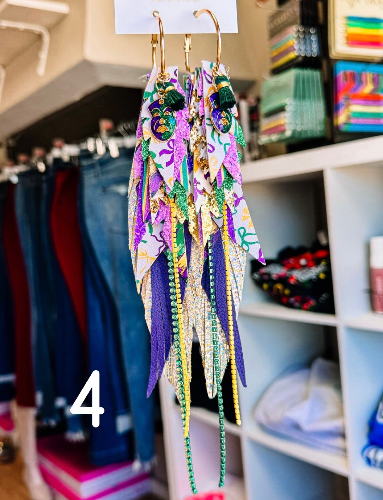 Jak Sprat Mardi Gras Collection: Mega Mic Drop-Earrings-Dear Me Southern Boutique, located in DeRidder, Louisiana