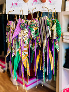 Jak Sprat Mardi Gras Collection: Mega Mic Drop-Earrings-Dear Me Southern Boutique, located in DeRidder, Louisiana