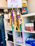 Jak Sprat Mardi Gras Collection: Mini Mic Drop Dangles-Earrings-Dear Me Southern Boutique, located in DeRidder, Louisiana