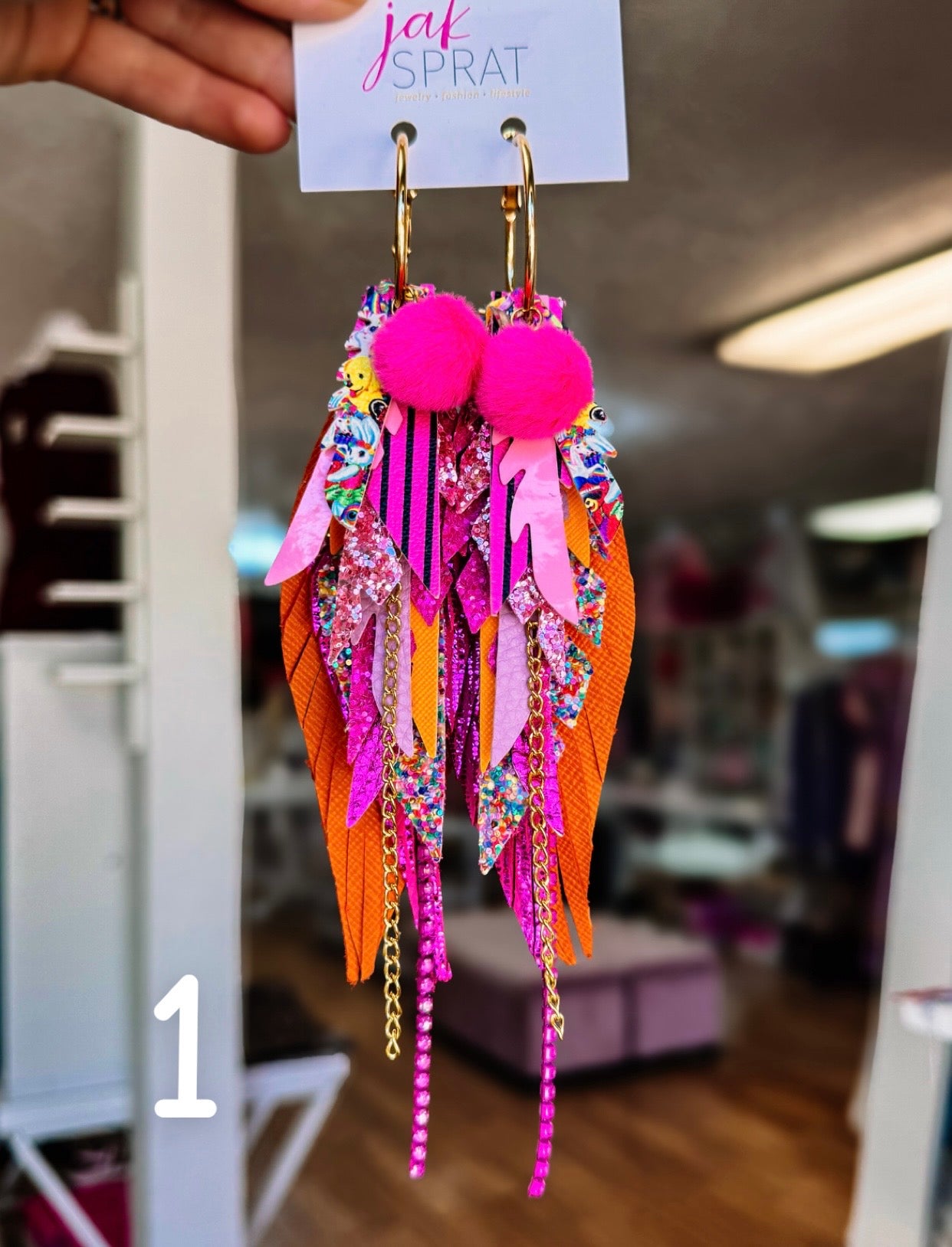 Jak Sprat Neon Collection: Medium Mic Drop Dangles-Earrings-Dear Me Southern Boutique, located in DeRidder, Louisiana