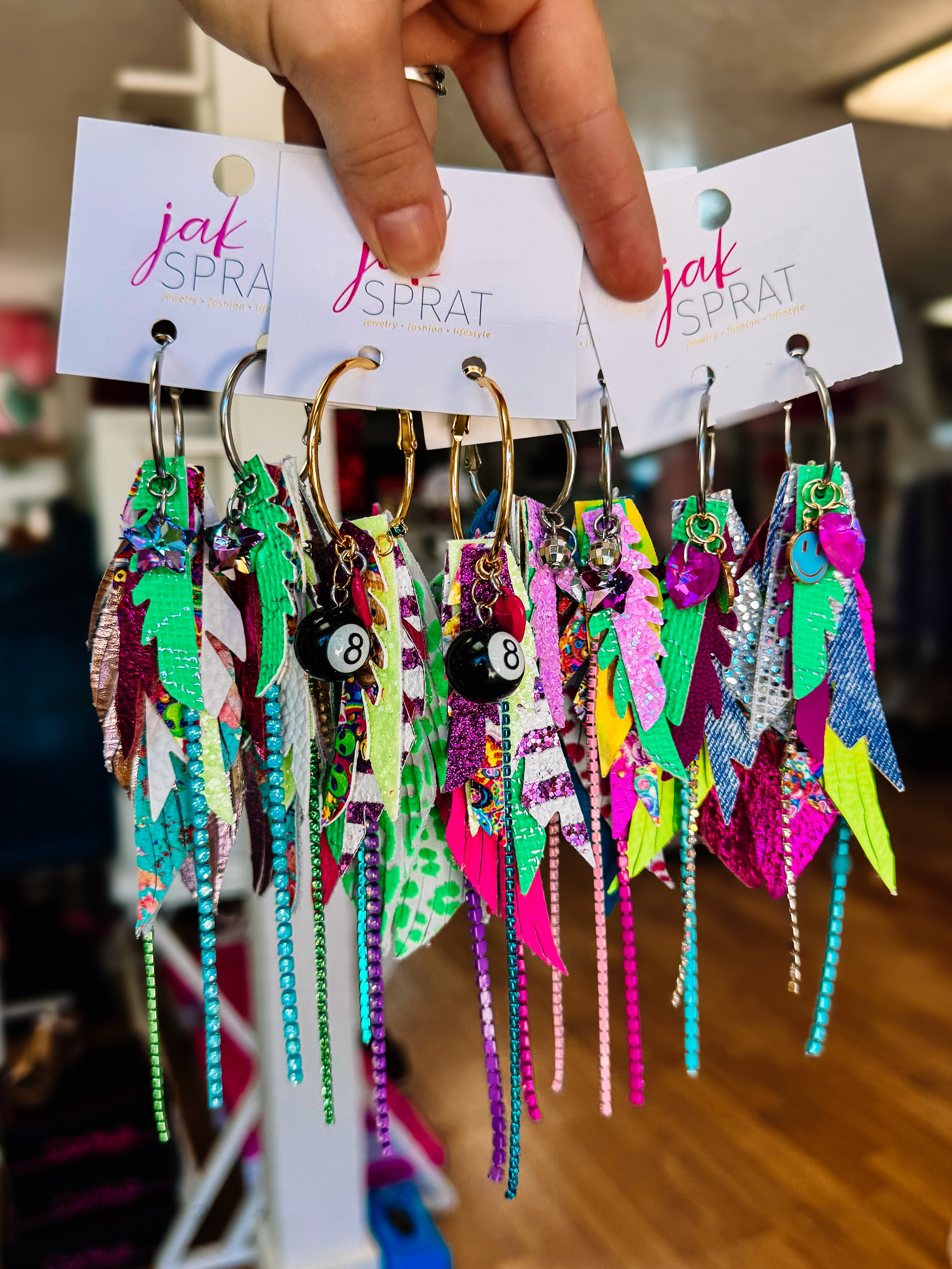 Jak Sprat Neon Collection: Mini Mic Drop Dangles-Earrings-Dear Me Southern Boutique, located in DeRidder, Louisiana