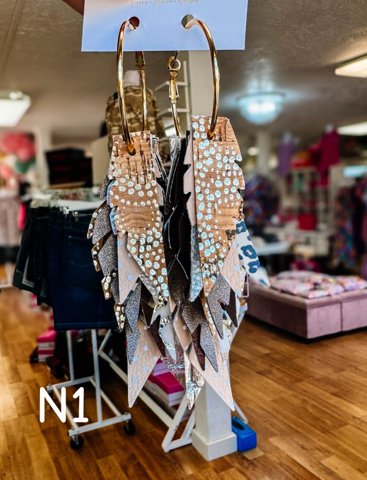 Jak Sprat Neutrals Collection: Fabulous Feather Dangles-Earrings-Dear Me Southern Boutique, located in DeRidder, Louisiana