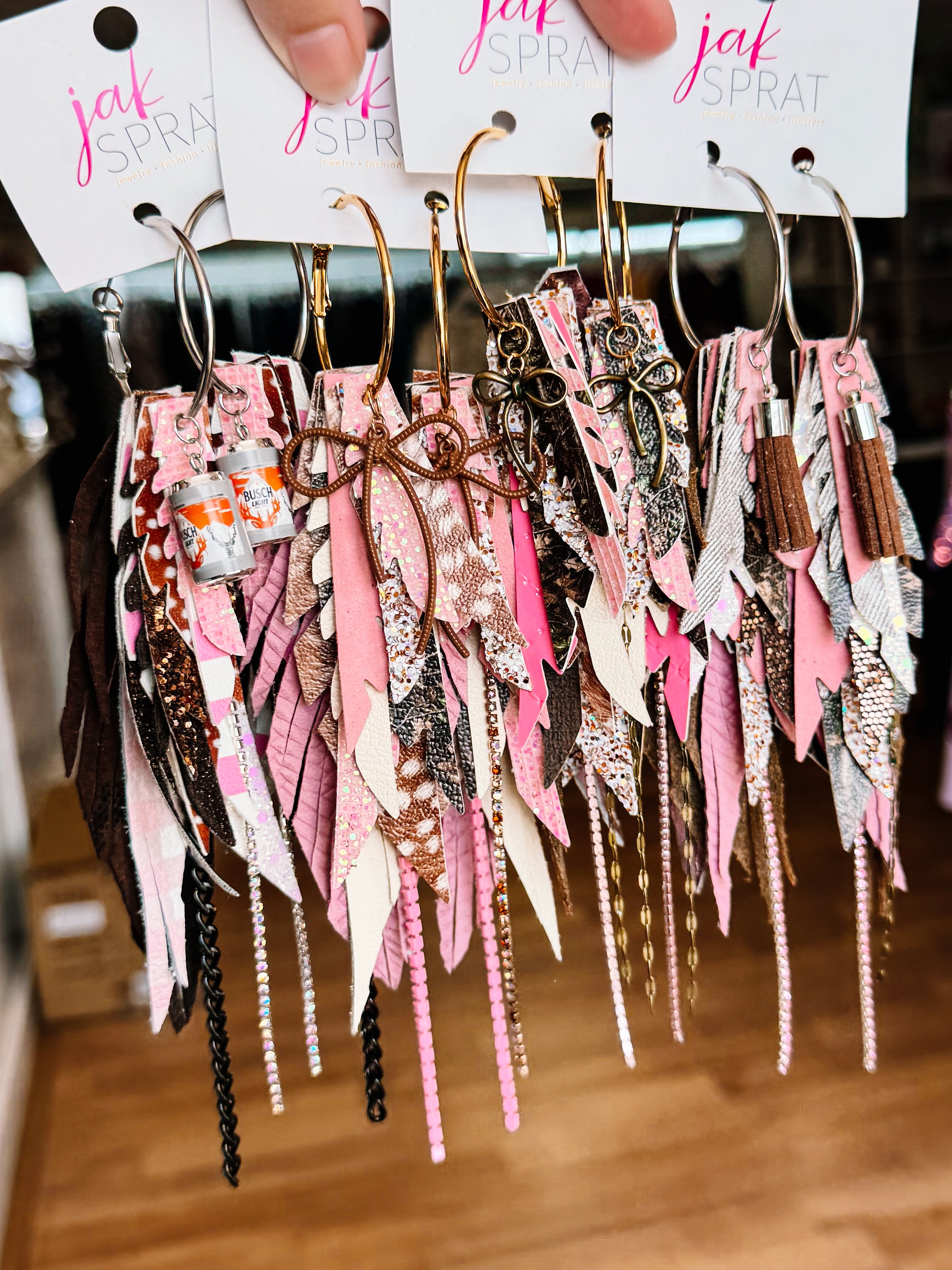 Jak Sprat Oh Deer, She's Cute Collection: Medium Mic Drop Dangles-Jewelry - Earrings-Dear Me Southern Boutique, located in DeRidder, Louisiana