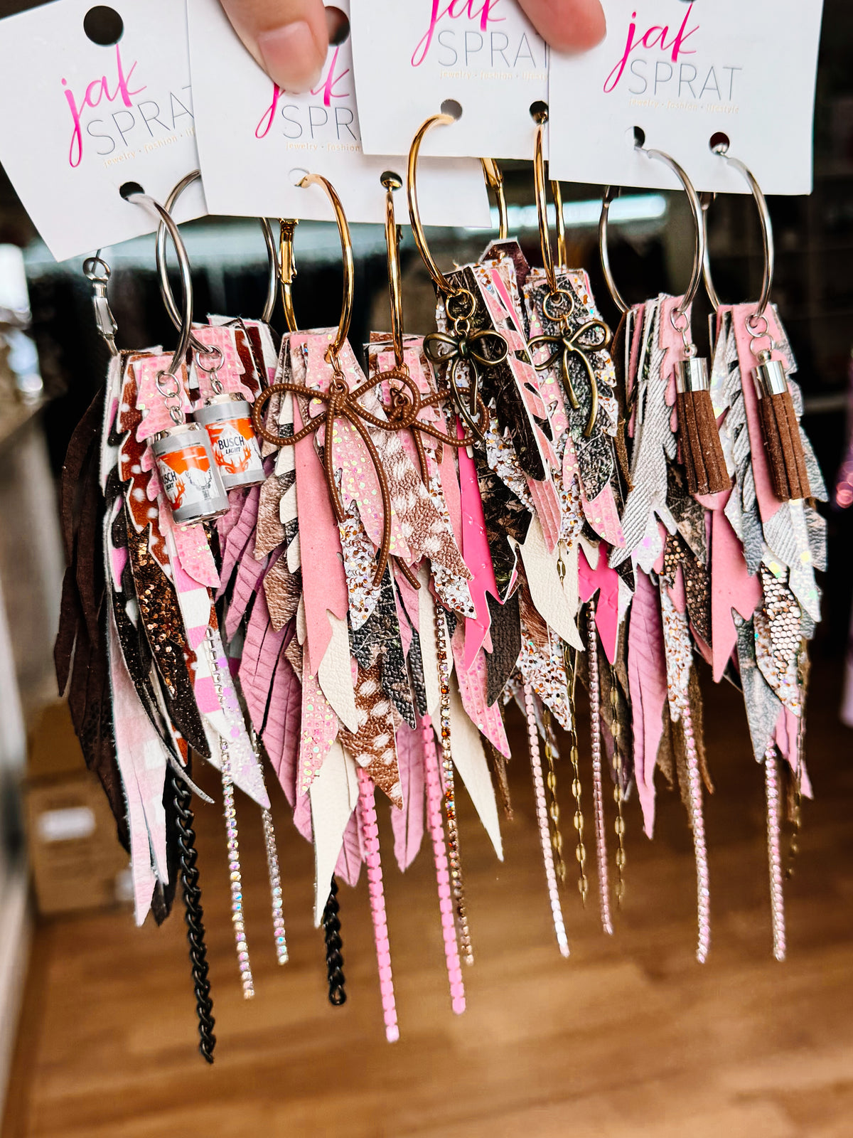 Jak Sprat Oh Deer, She's Cute Collection: Medium Mic Drop Dangles-Jewelry - Earrings-Dear Me Southern Boutique, located in DeRidder, Louisiana