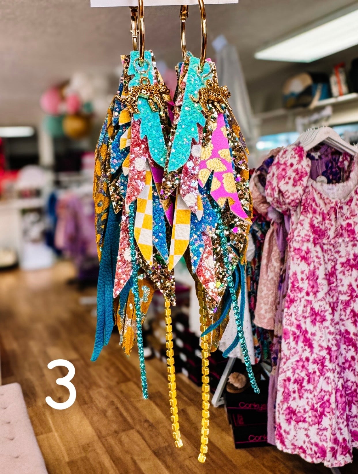 Jak Sprat Party Palette Collection: Medium Mic Drop Dangles-Earrings-Dear Me Southern Boutique, located in DeRidder, Louisiana