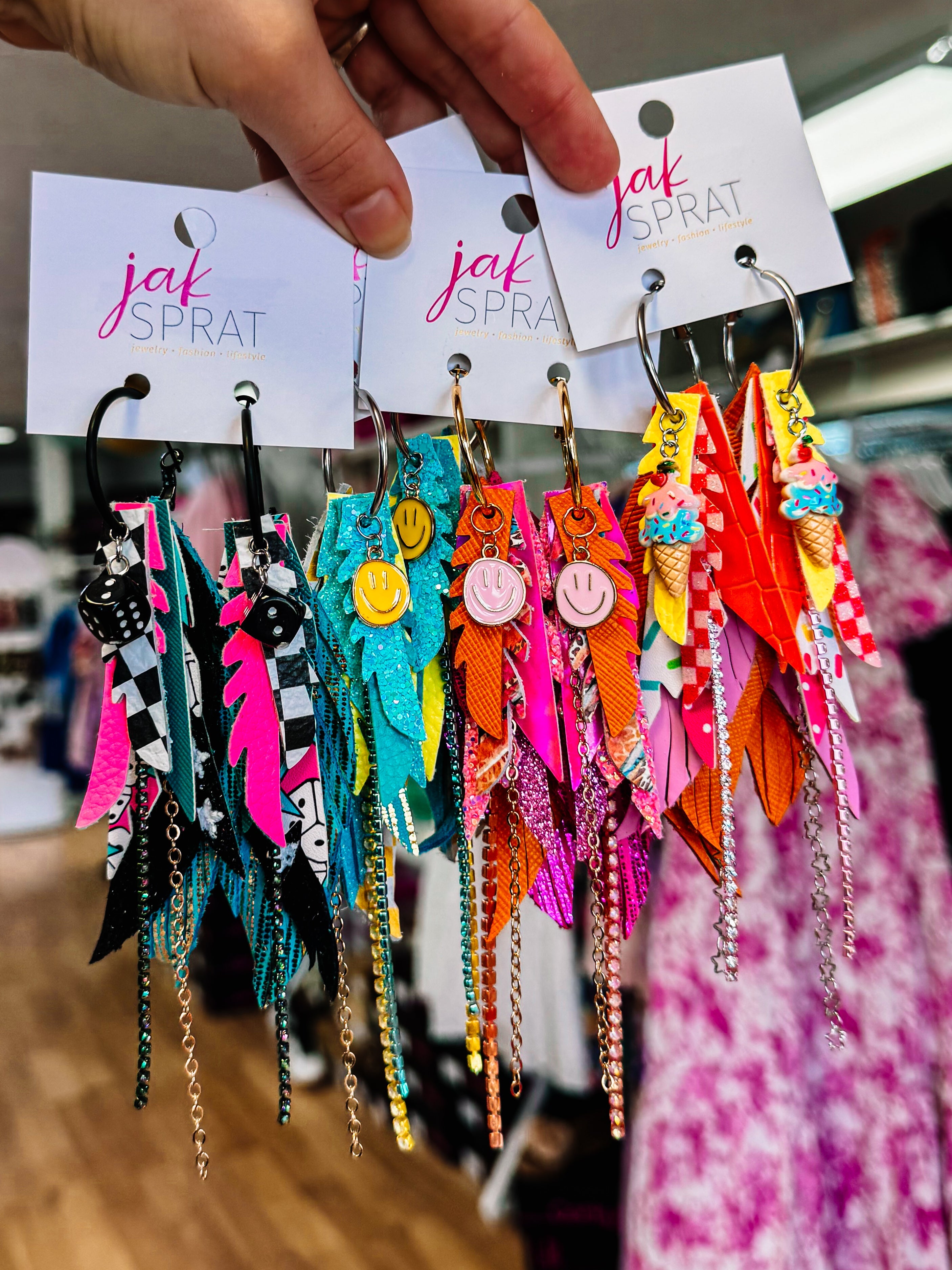 Jak Sprat Party Palette Collection: Mini Mic Drop Dangles-Earrings-Dear Me Southern Boutique, located in DeRidder, Louisiana