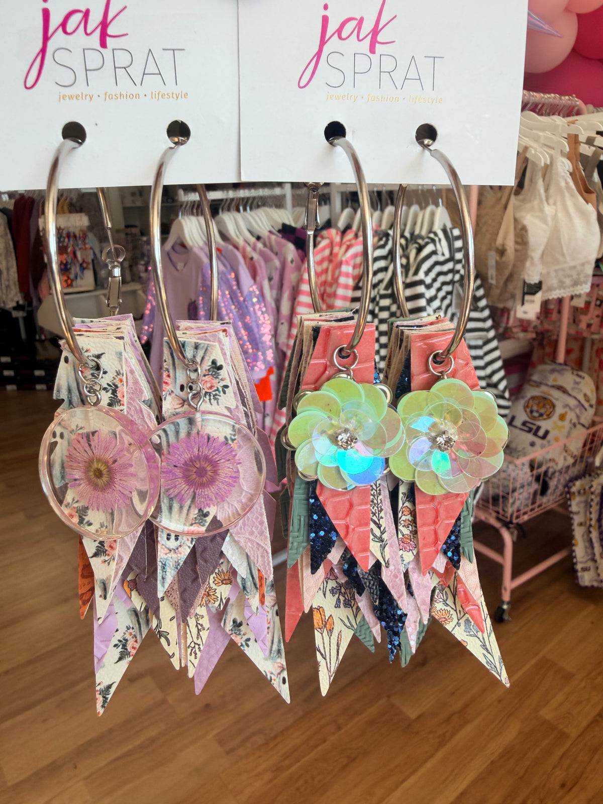Jak Sprat Phantoms & Florals Collection: Charmed Fabulous Feather Dangles-Jewelry - Earrings-Dear Me Southern Boutique, located in DeRidder, Louisiana
