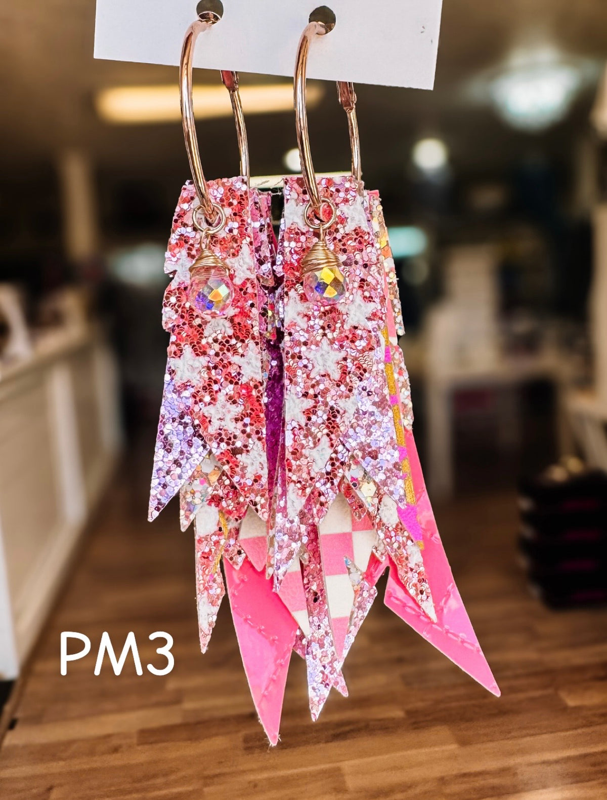 Jak Sprat Pink Monochromatic Collection: Charmed Fabulous Feather Dangles-Jewelry - Earrings-Dear Me Southern Boutique, located in DeRidder, Louisiana