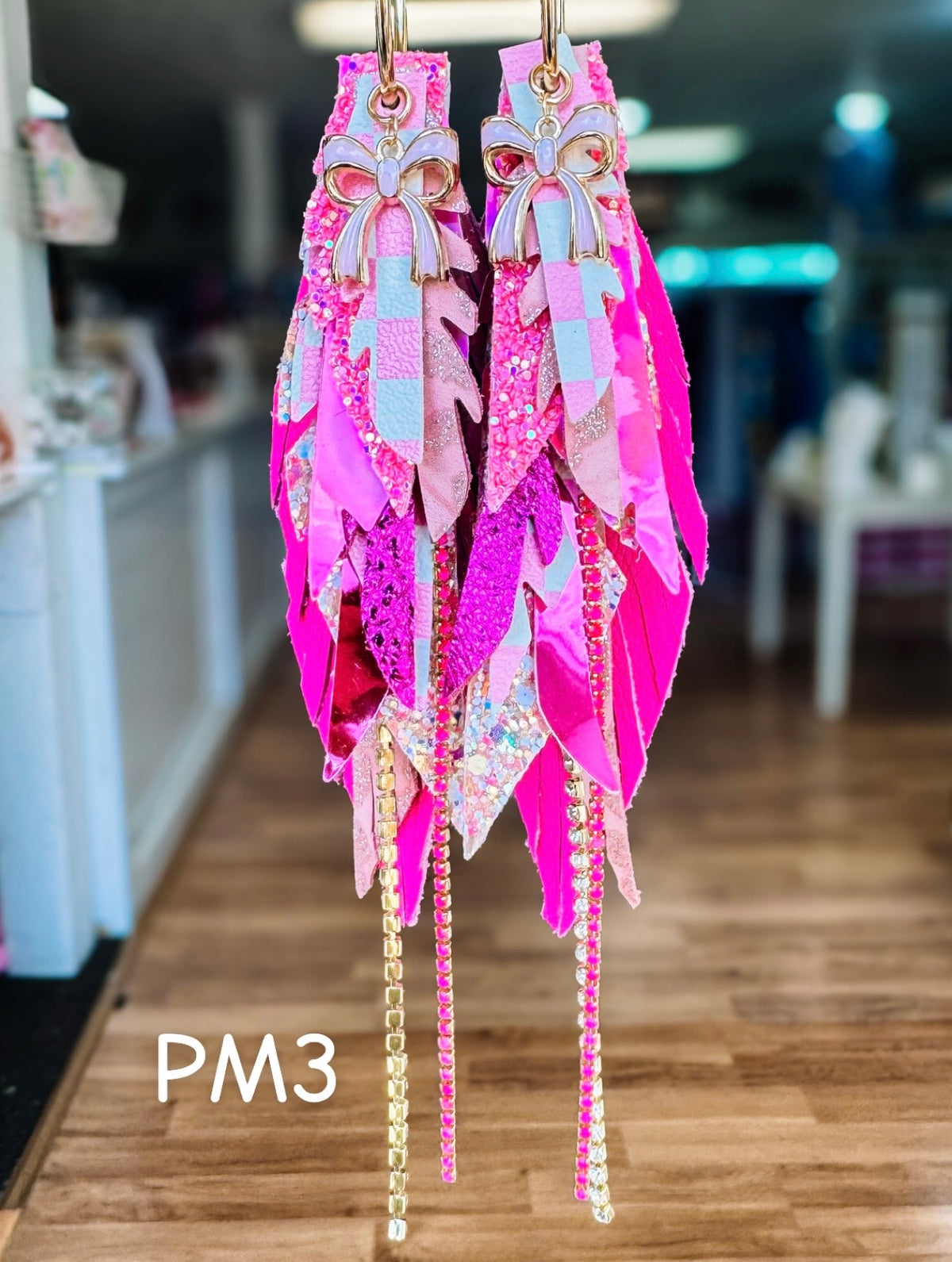 Jak Sprat Pink Monochromatic Collection: Medium Mic Drop Dangles-Jewelry - Earrings-Dear Me Southern Boutique, located in DeRidder, Louisiana