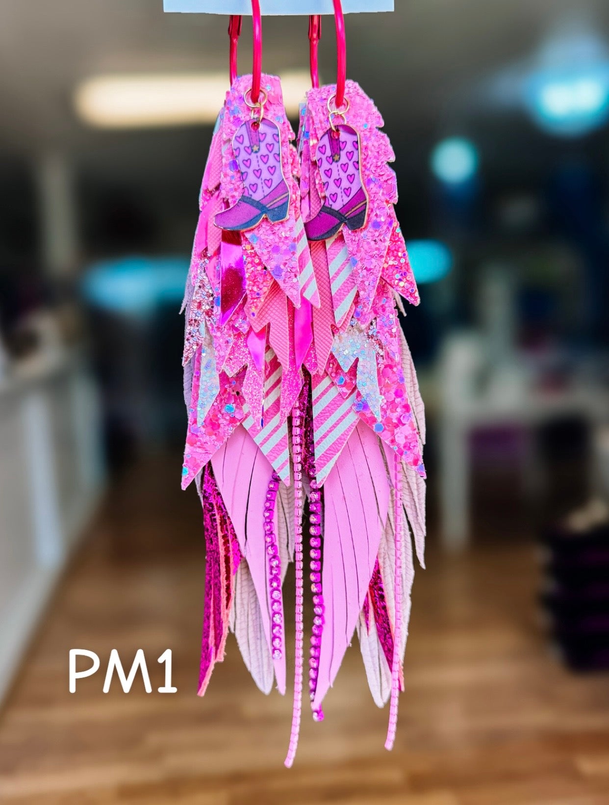 Jak Sprat Pink Monochromatic Collection: Mega Mic Drop Dangles-Jewelry - Earrings-Dear Me Southern Boutique, located in DeRidder, Louisiana