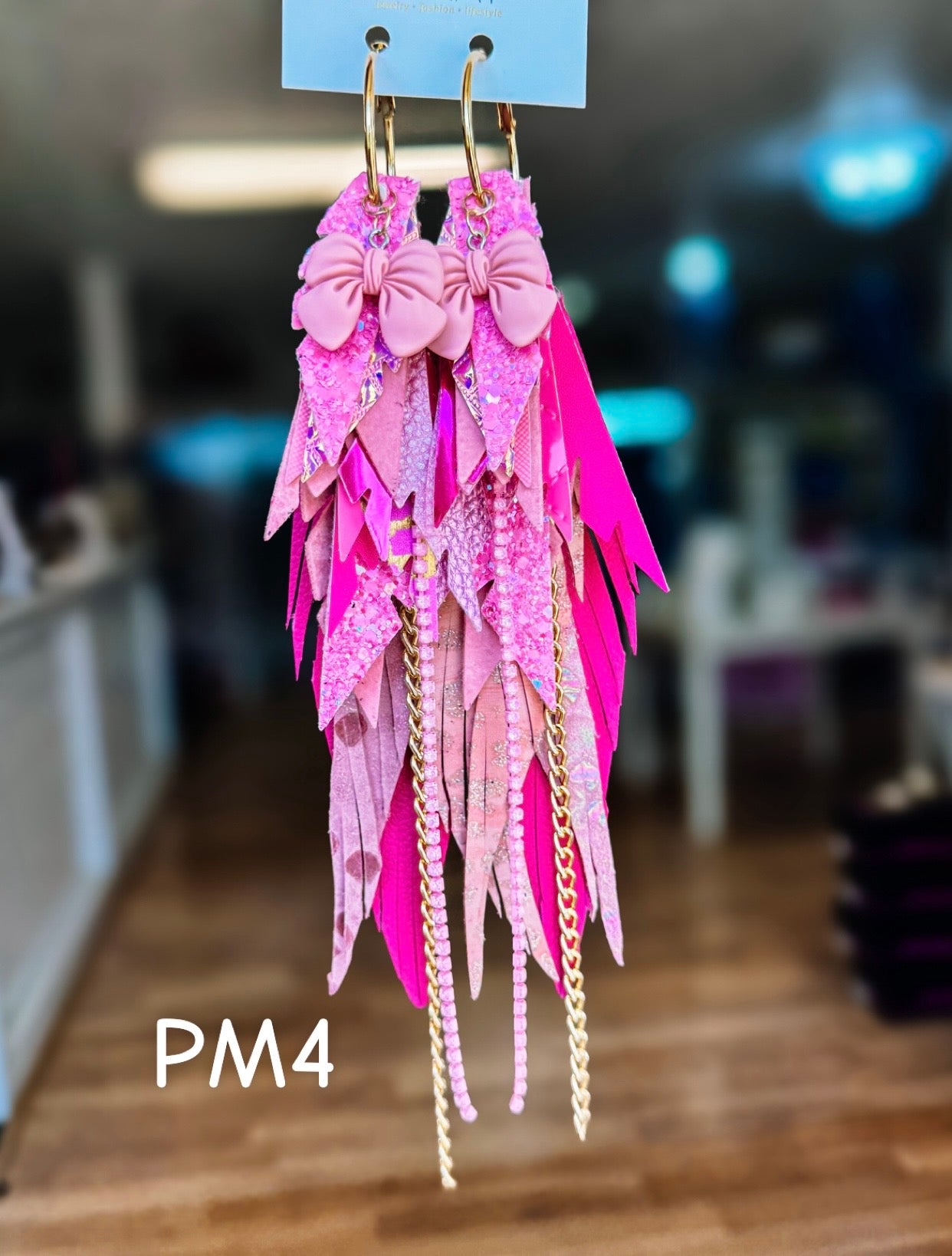 Jak Sprat Pink Monochromatic Collection: Mega Mic Drop Dangles-Jewelry - Earrings-Dear Me Southern Boutique, located in DeRidder, Louisiana