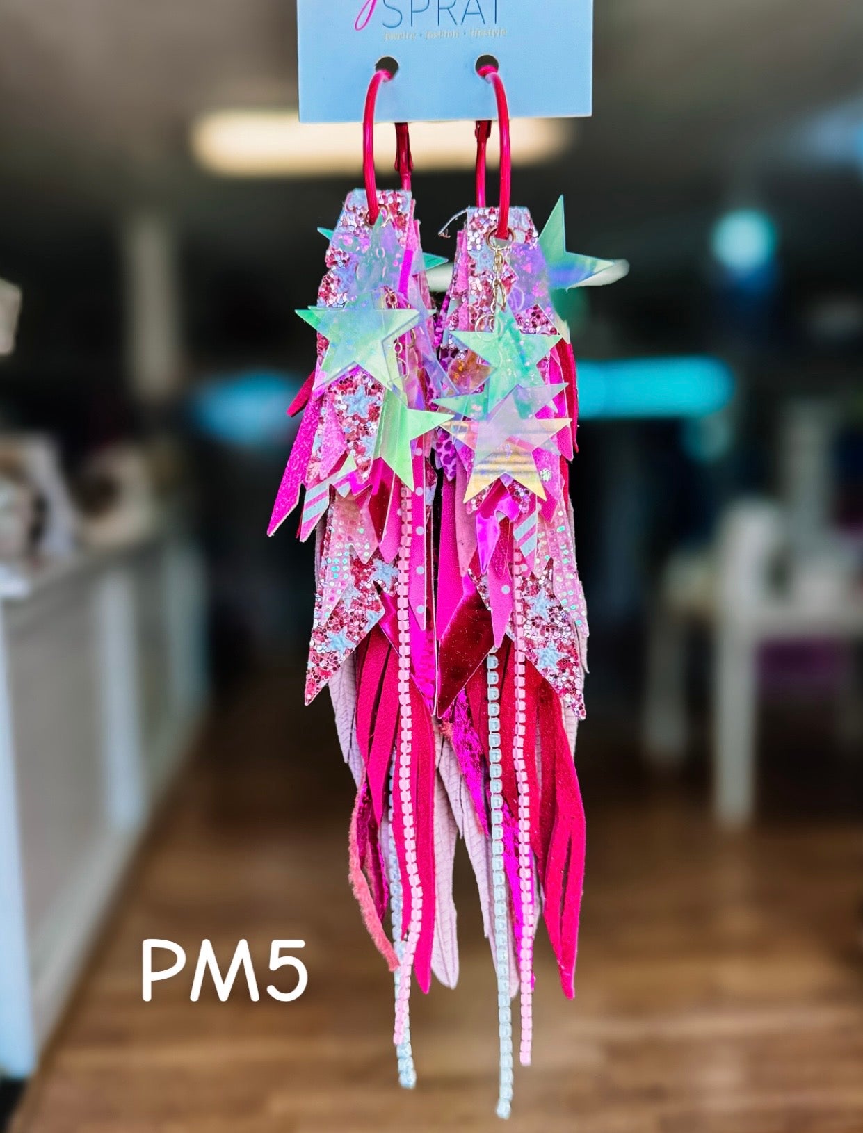 Jak Sprat Pink Monochromatic Collection: Mega Mic Drop Dangles-Jewelry - Earrings-Dear Me Southern Boutique, located in DeRidder, Louisiana