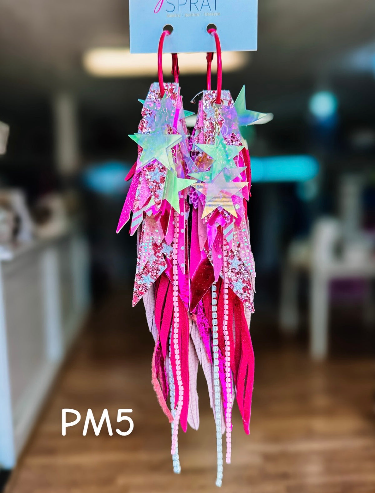 Jak Sprat Pink Monochromatic Collection: Mega Mic Drop Dangles-Jewelry - Earrings-Dear Me Southern Boutique, located in DeRidder, Louisiana