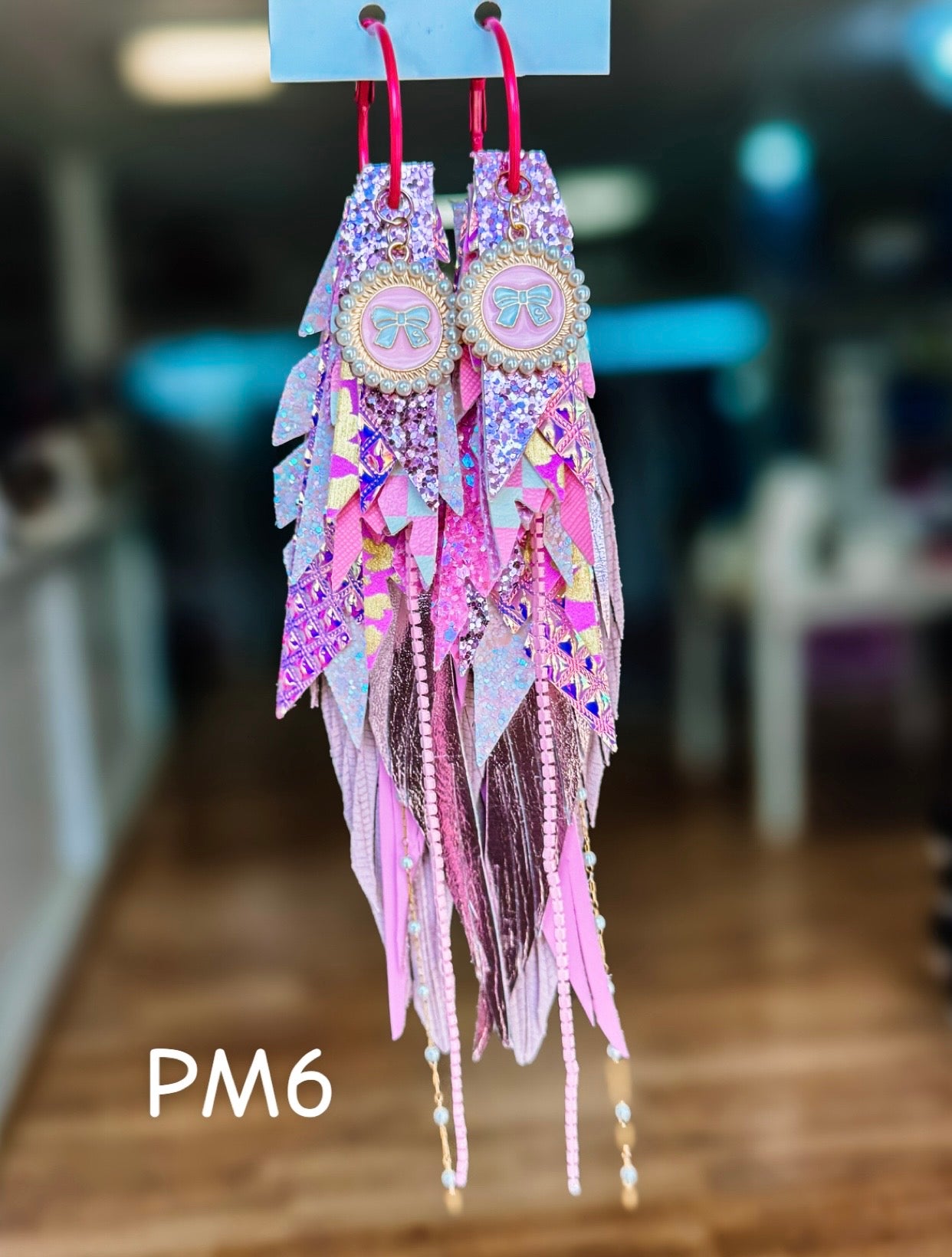 Jak Sprat Pink Monochromatic Collection: Mega Mic Drop Dangles-Jewelry - Earrings-Dear Me Southern Boutique, located in DeRidder, Louisiana