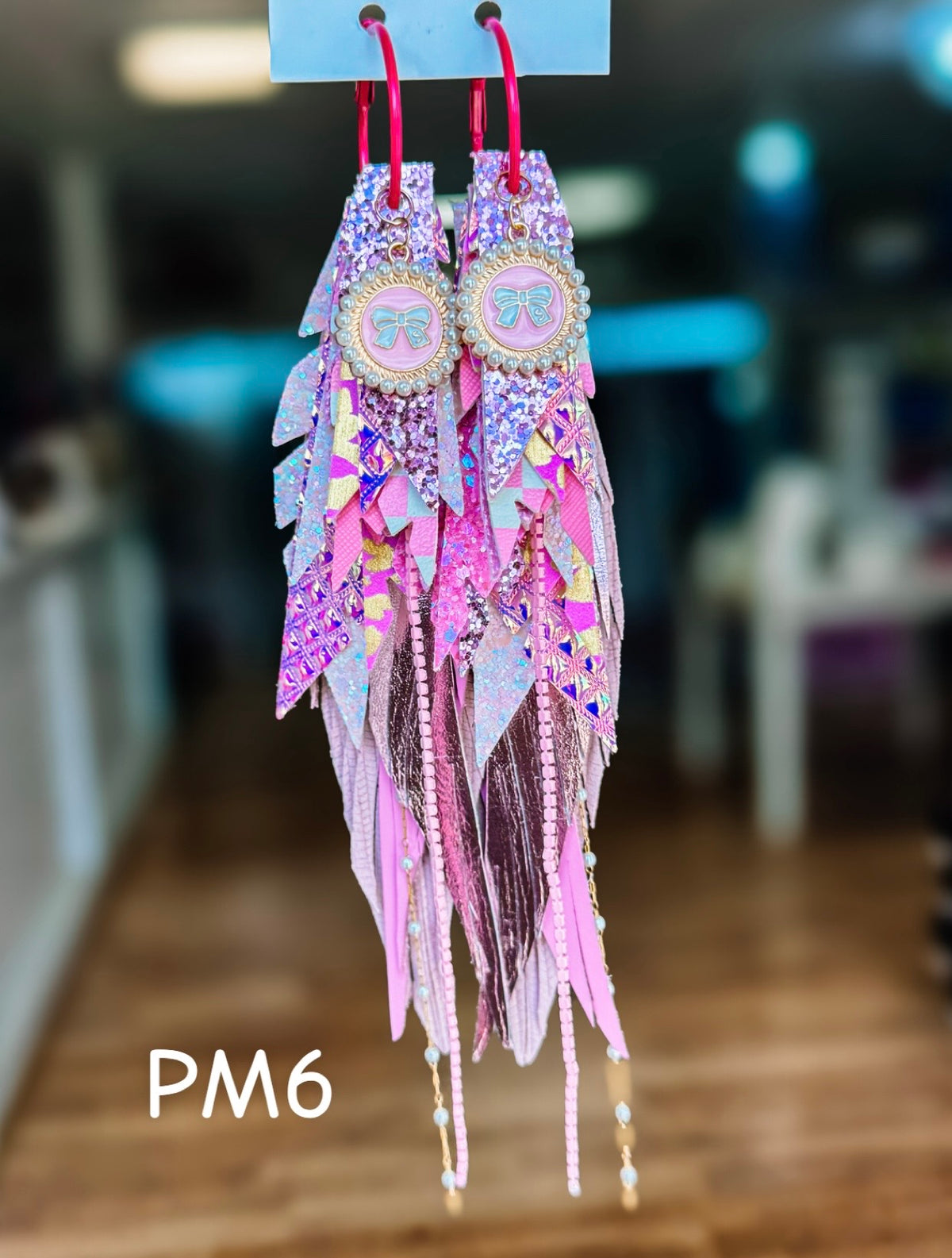 Jak Sprat Pink Monochromatic Collection: Mega Mic Drop Dangles-Jewelry - Earrings-Dear Me Southern Boutique, located in DeRidder, Louisiana