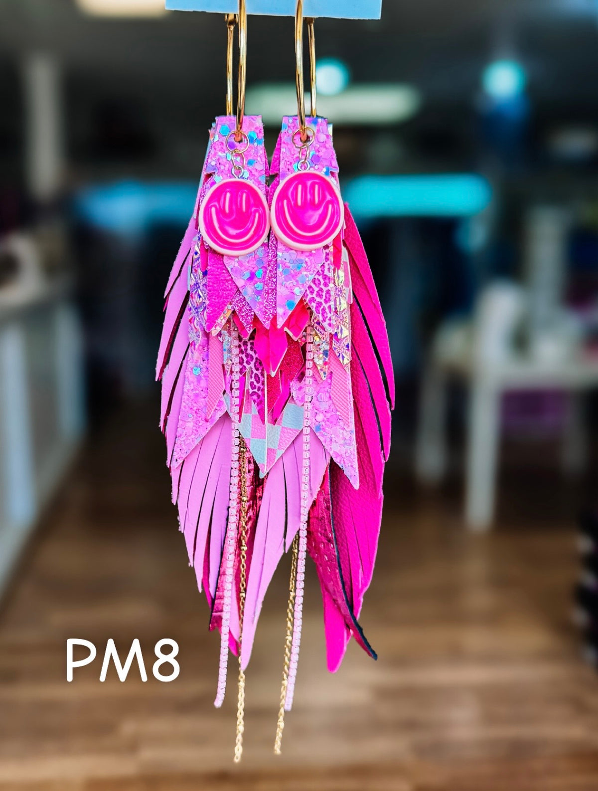 Jak Sprat Pink Monochromatic Collection: Mega Mic Drop Dangles-Jewelry - Earrings-Dear Me Southern Boutique, located in DeRidder, Louisiana