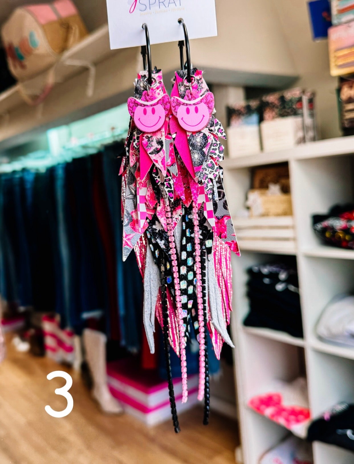 Jak Sprat Pink Pony Club Collection: Mega Mic Drop-Jewelry - Earrings-Dear Me Southern Boutique, located in DeRidder, Louisiana