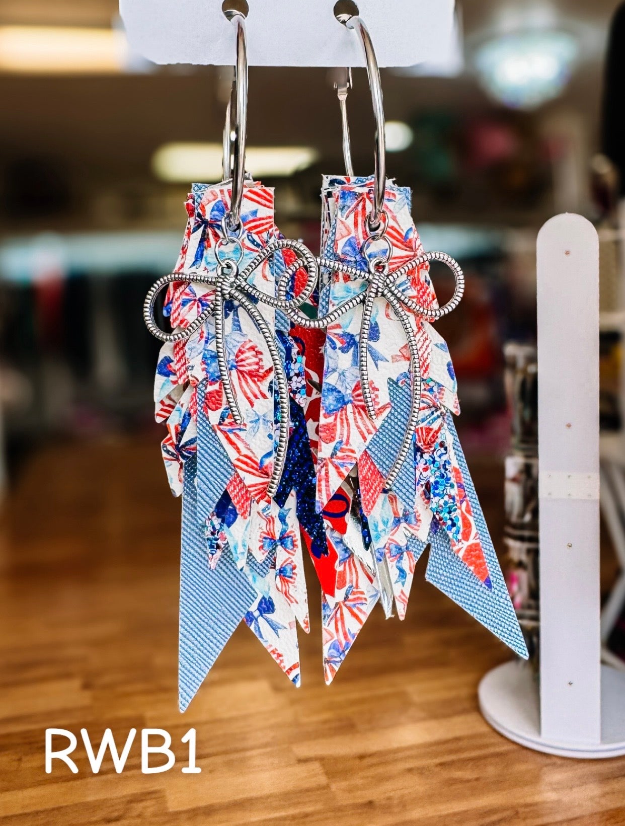 Jak Sprat Red, White, & Bows Collection: Charmed Fabulous Feather Dangles-Jewelry - Earrings-Dear Me Southern Boutique, located in DeRidder, Louisiana