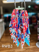 Jak Sprat Red, White, & Bows Collection: Charmed Fabulous Feather Dangles-Jewelry - Earrings-Dear Me Southern Boutique, located in DeRidder, Louisiana