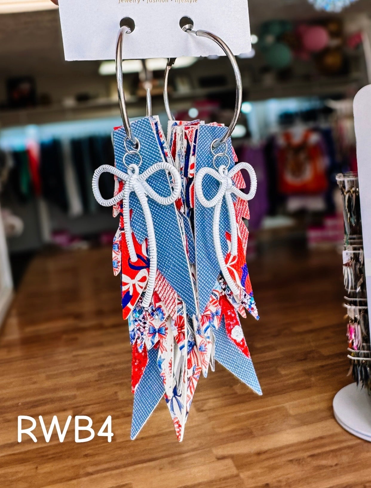 Jak Sprat Red, White, & Bows Collection: Charmed Fabulous Feather Dangles-Jewelry - Earrings-Dear Me Southern Boutique, located in DeRidder, Louisiana