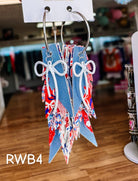 Jak Sprat Red, White, & Bows Collection: Charmed Fabulous Feather Dangles-Jewelry - Earrings-Dear Me Southern Boutique, located in DeRidder, Louisiana