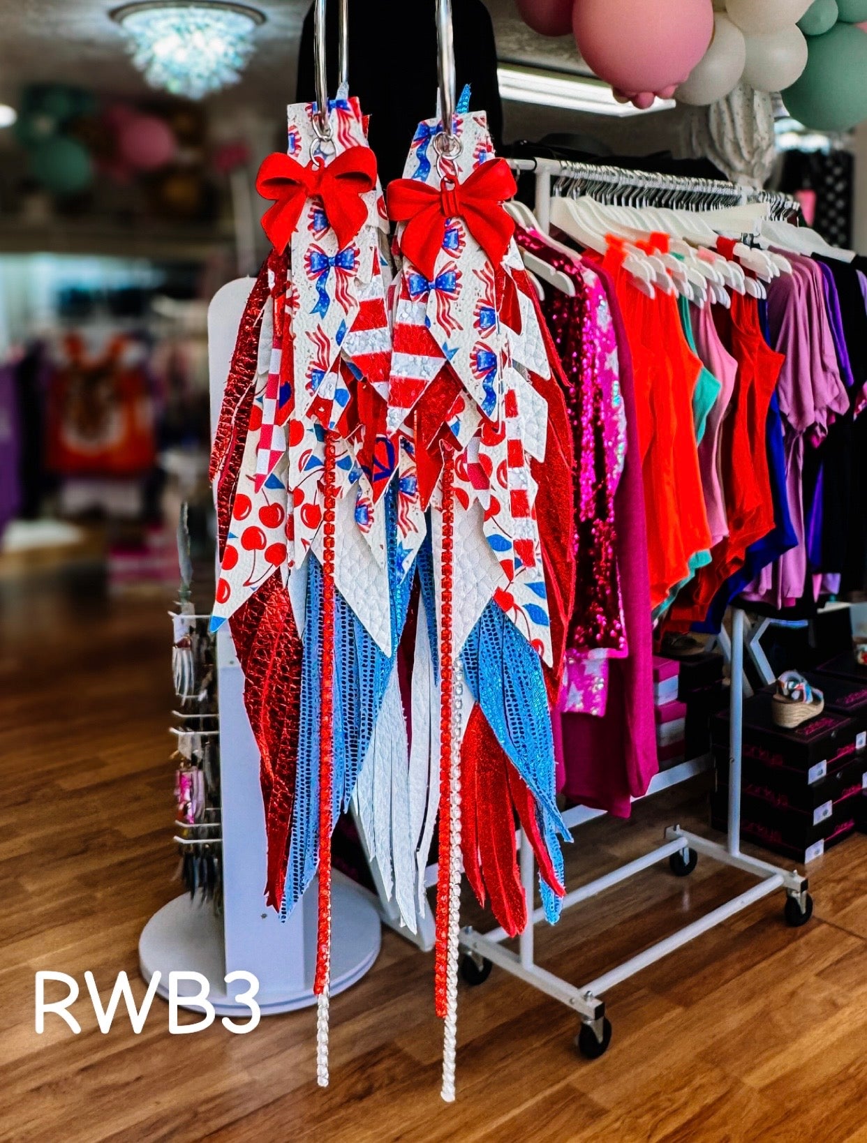Jak Sprat Red, White, & Bows Collection: Mega Mic Drops-Jewelry - Earrings-Dear Me Southern Boutique, located in DeRidder, Louisiana