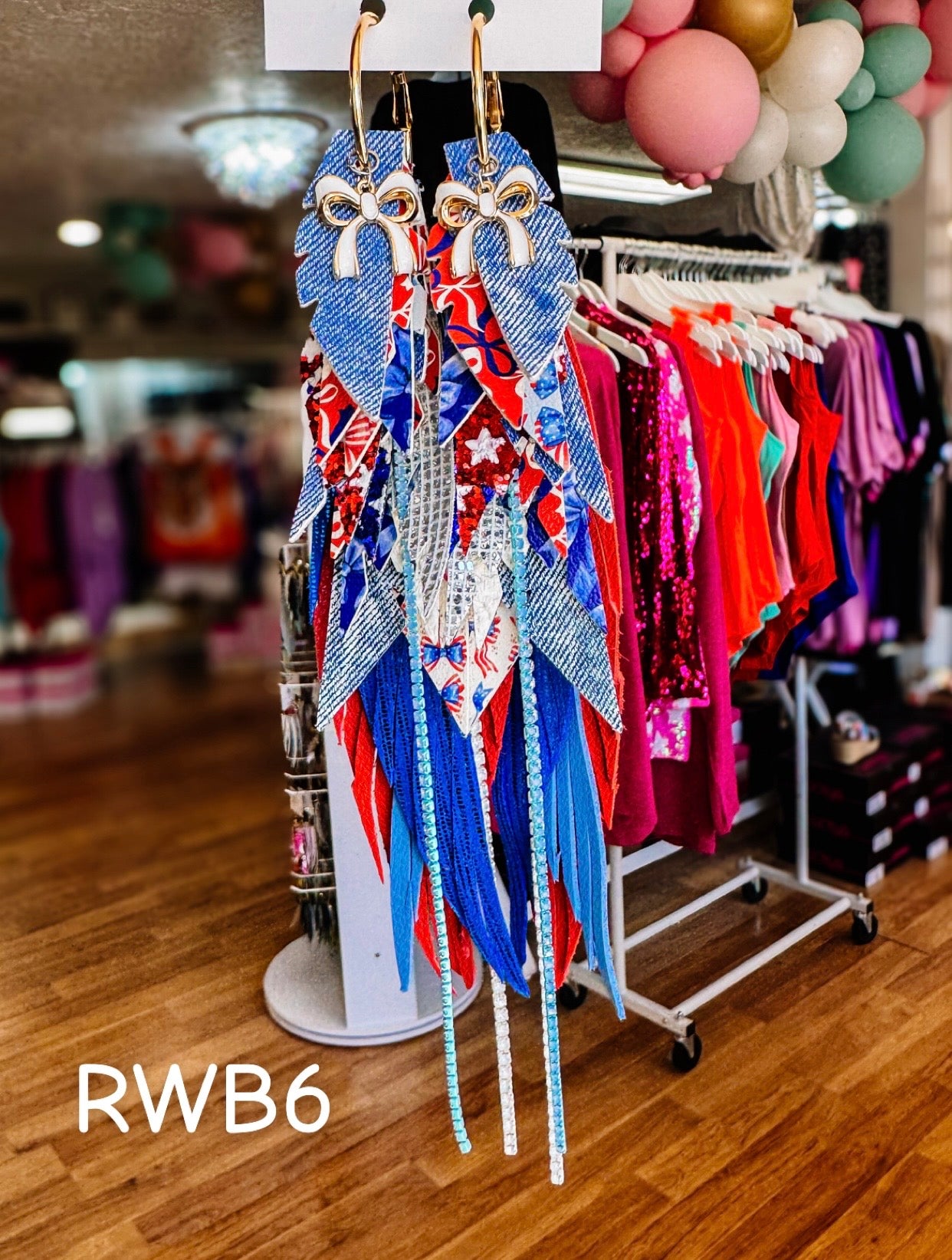 Jak Sprat Red, White, & Bows Collection: Mega Mic Drops-Jewelry - Earrings-Dear Me Southern Boutique, located in DeRidder, Louisiana