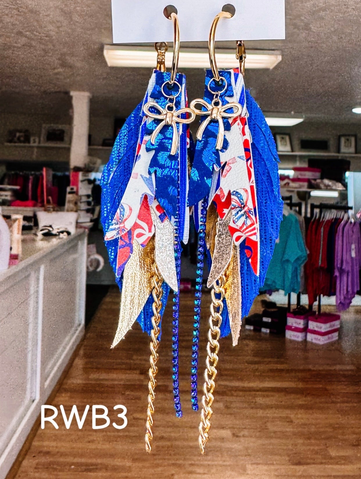 Jak Sprat Red, White & Bows Collection: Mini Mic Drop Dangles-Jewelry - Earrings-Dear Me Southern Boutique, located in DeRidder, Louisiana