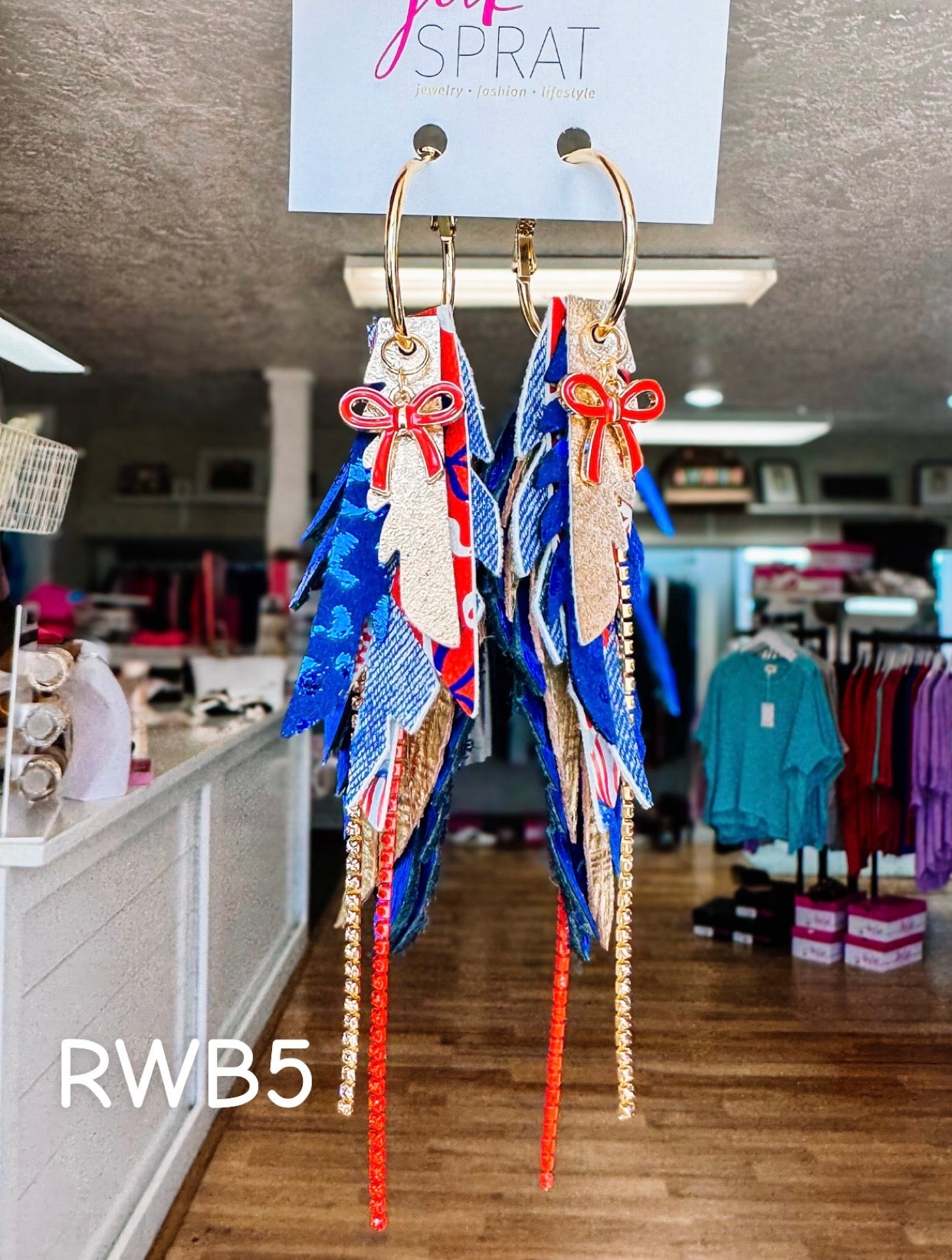 Jak Sprat Red, White & Bows Collection: Mini Mic Drop Dangles-Jewelry - Earrings-Dear Me Southern Boutique, located in DeRidder, Louisiana